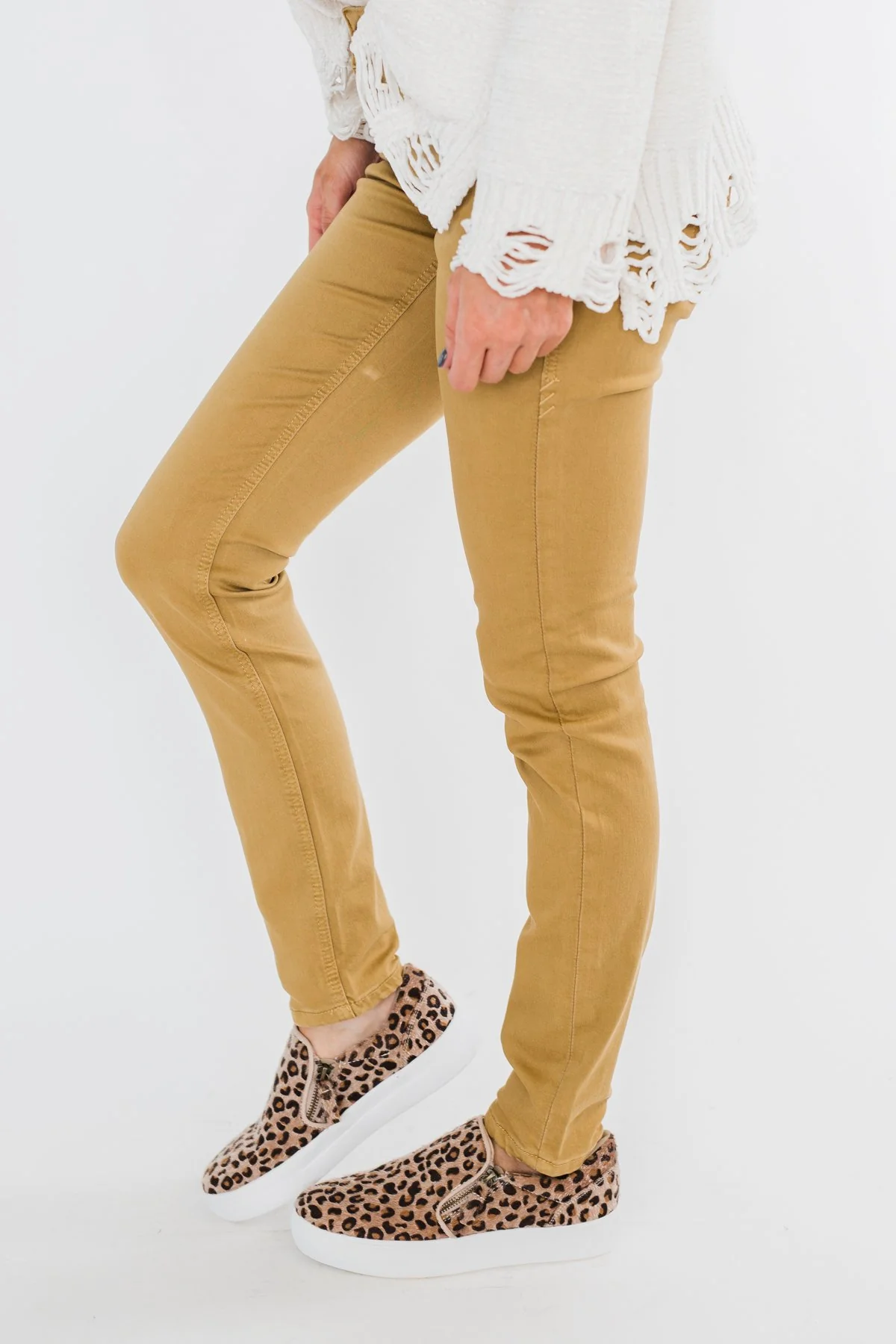 Rubberband Colored Skinny Jeans- Mustard - Image 8