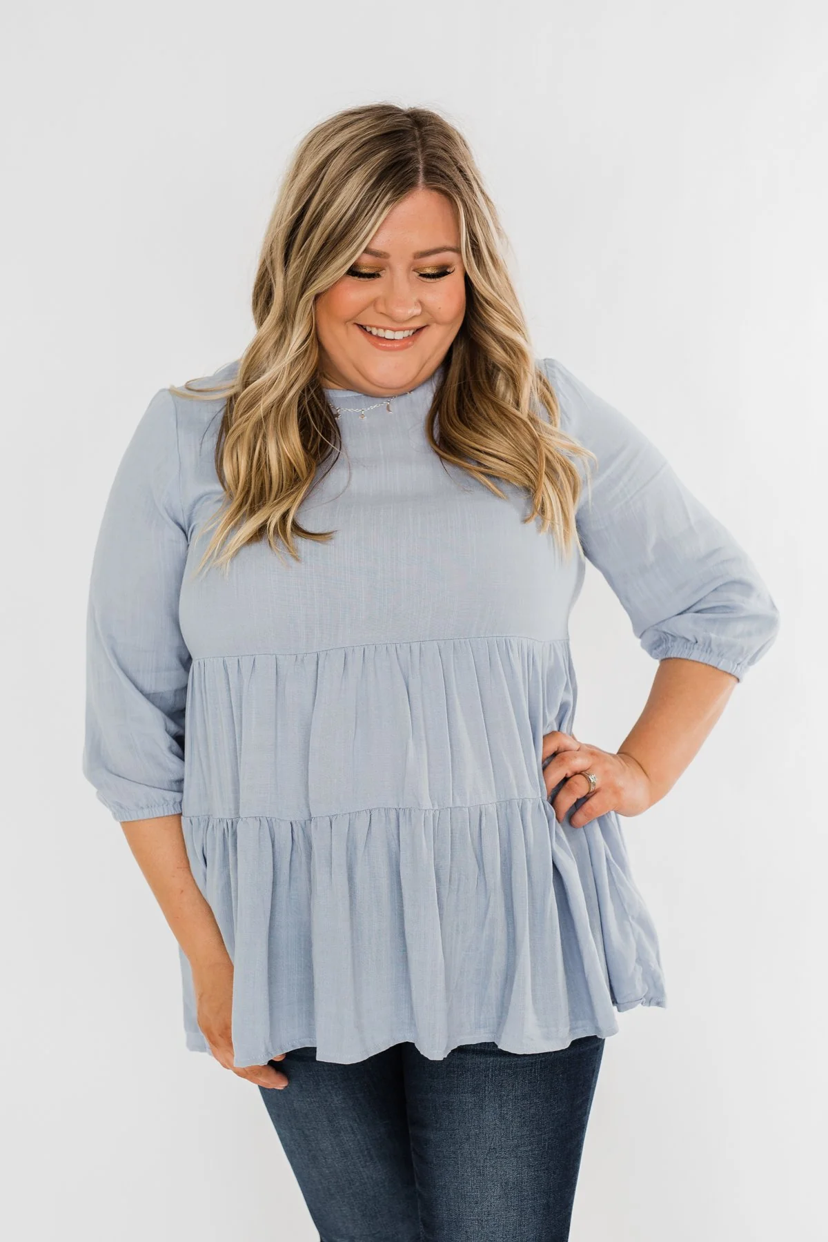 Ruffle Babydoll Chambray Top - Image 10