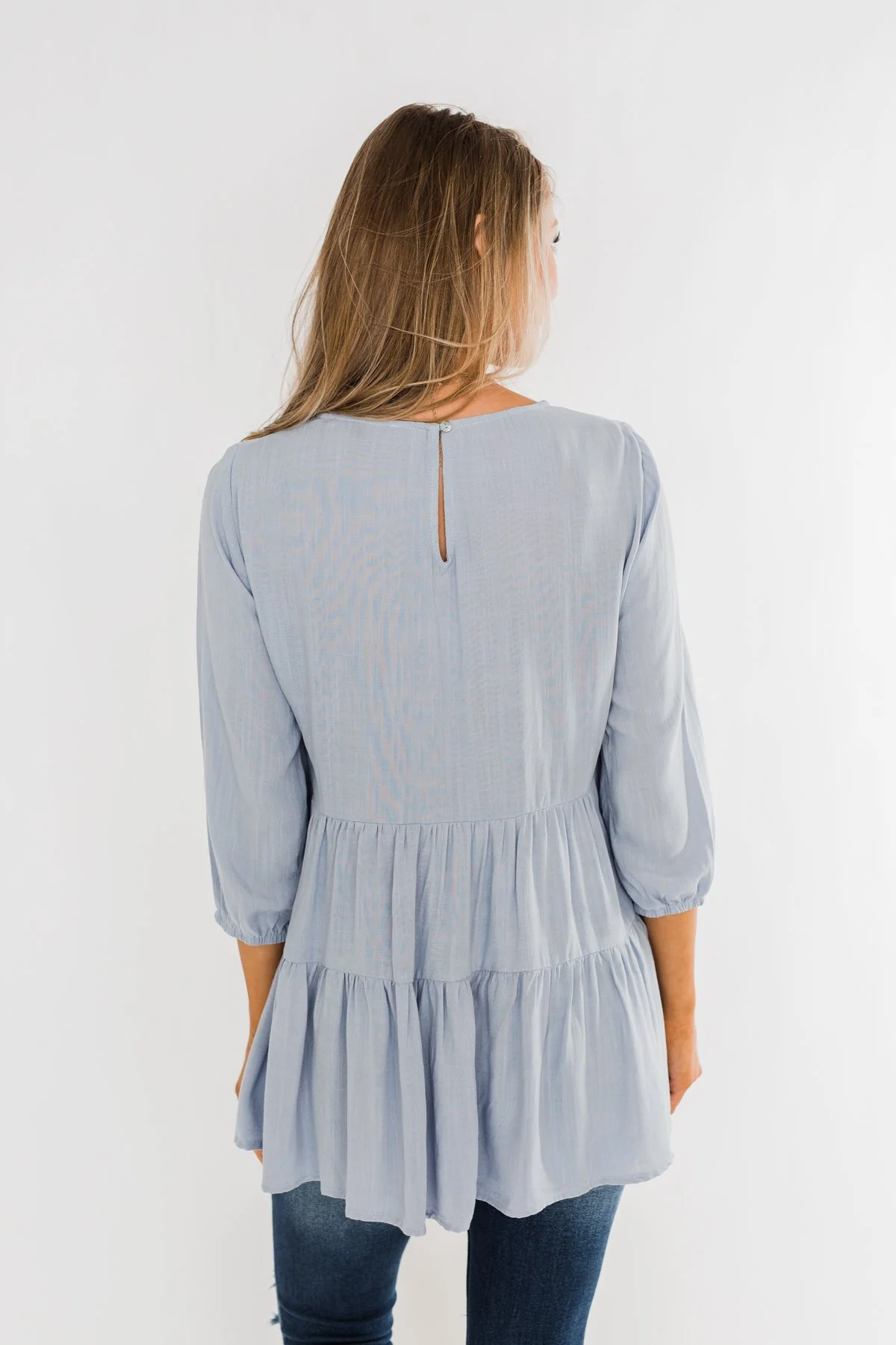 Ruffle Babydoll Chambray Top - Image 11