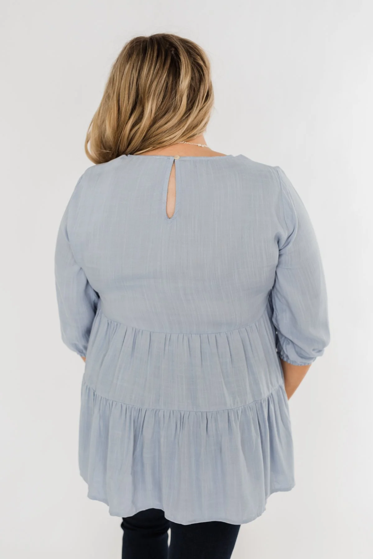 Ruffle Babydoll Chambray Top - Image 12