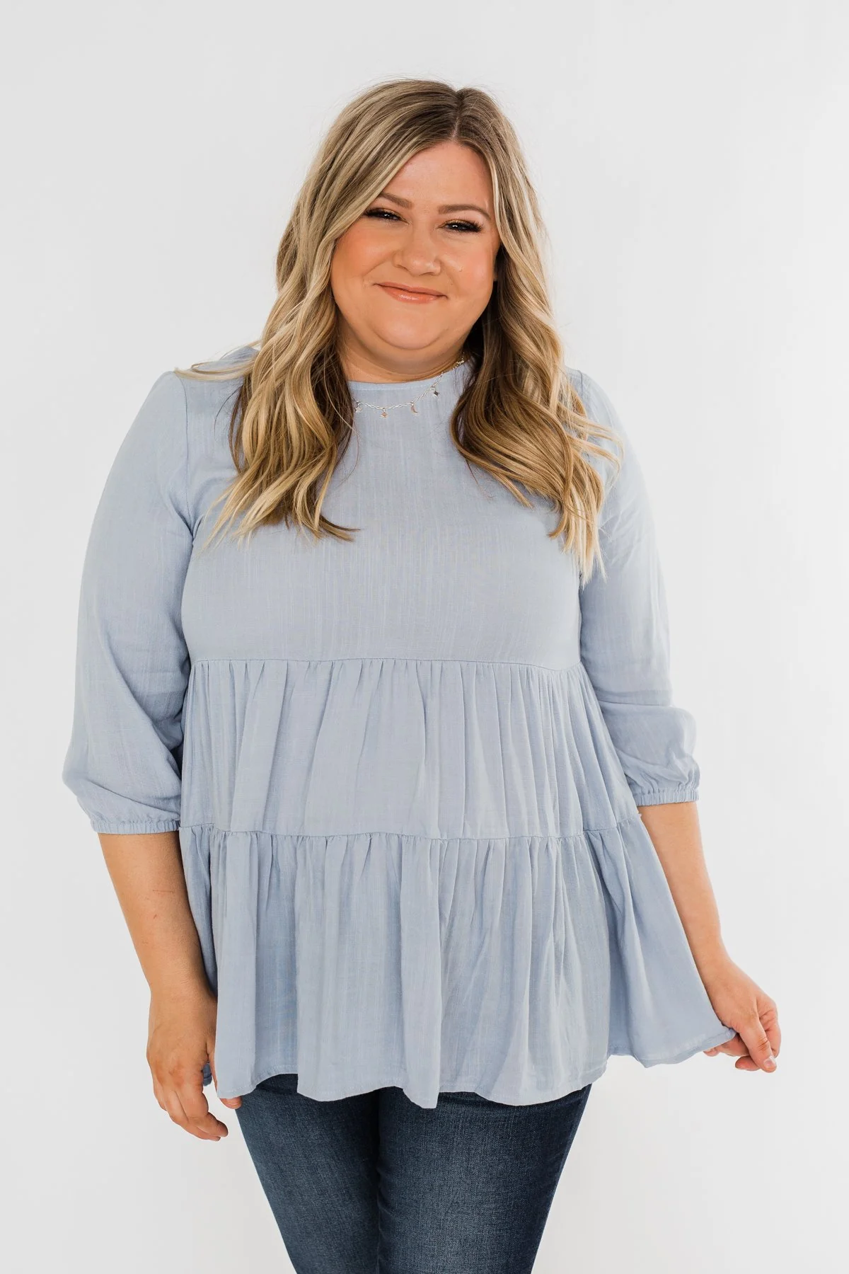 Ruffle Babydoll Chambray Top - Image 3