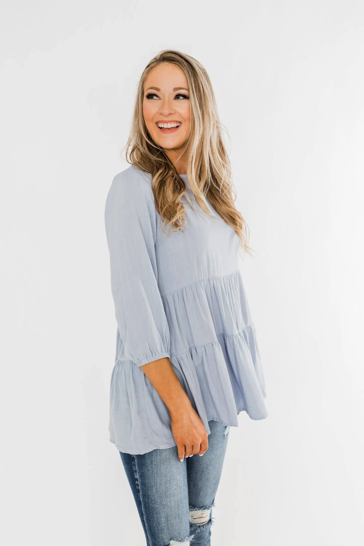 Ruffle Babydoll Chambray Top - Image 6