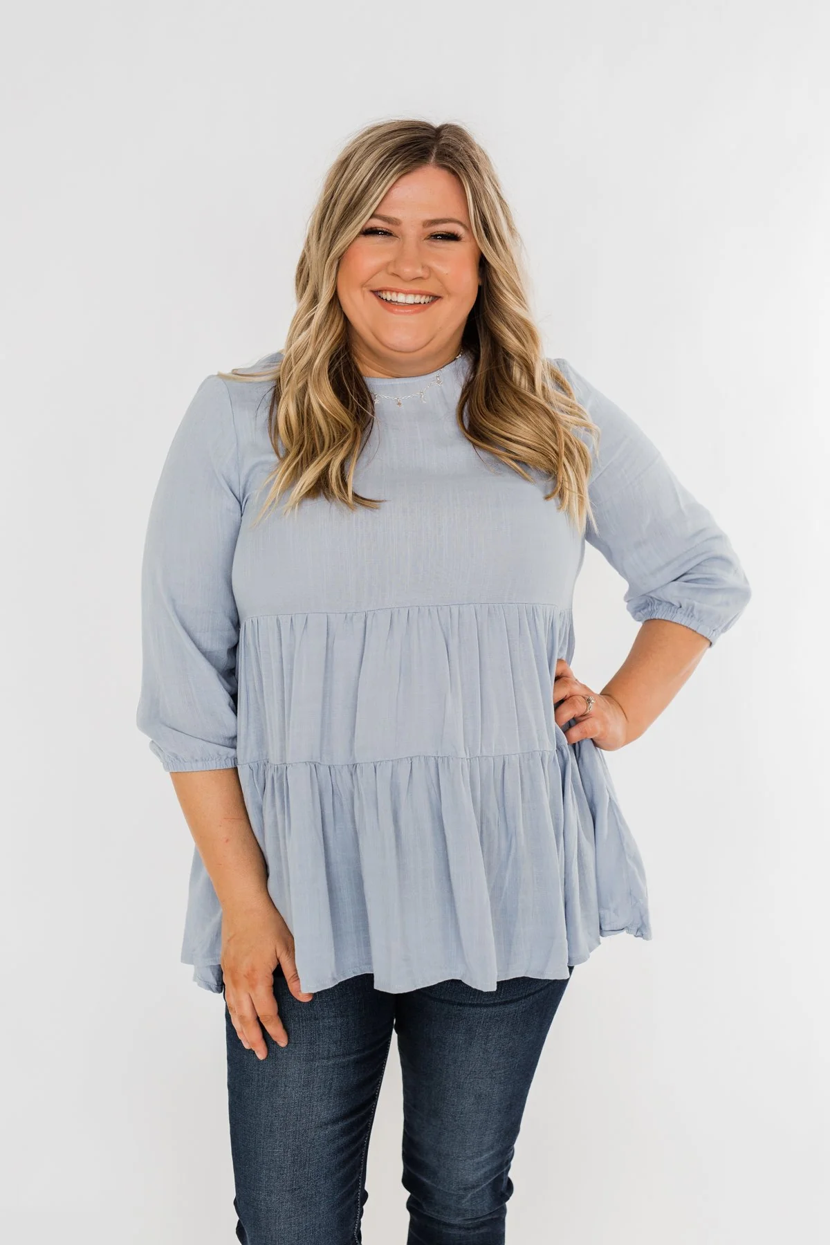 Ruffle Babydoll Chambray Top - Image 8
