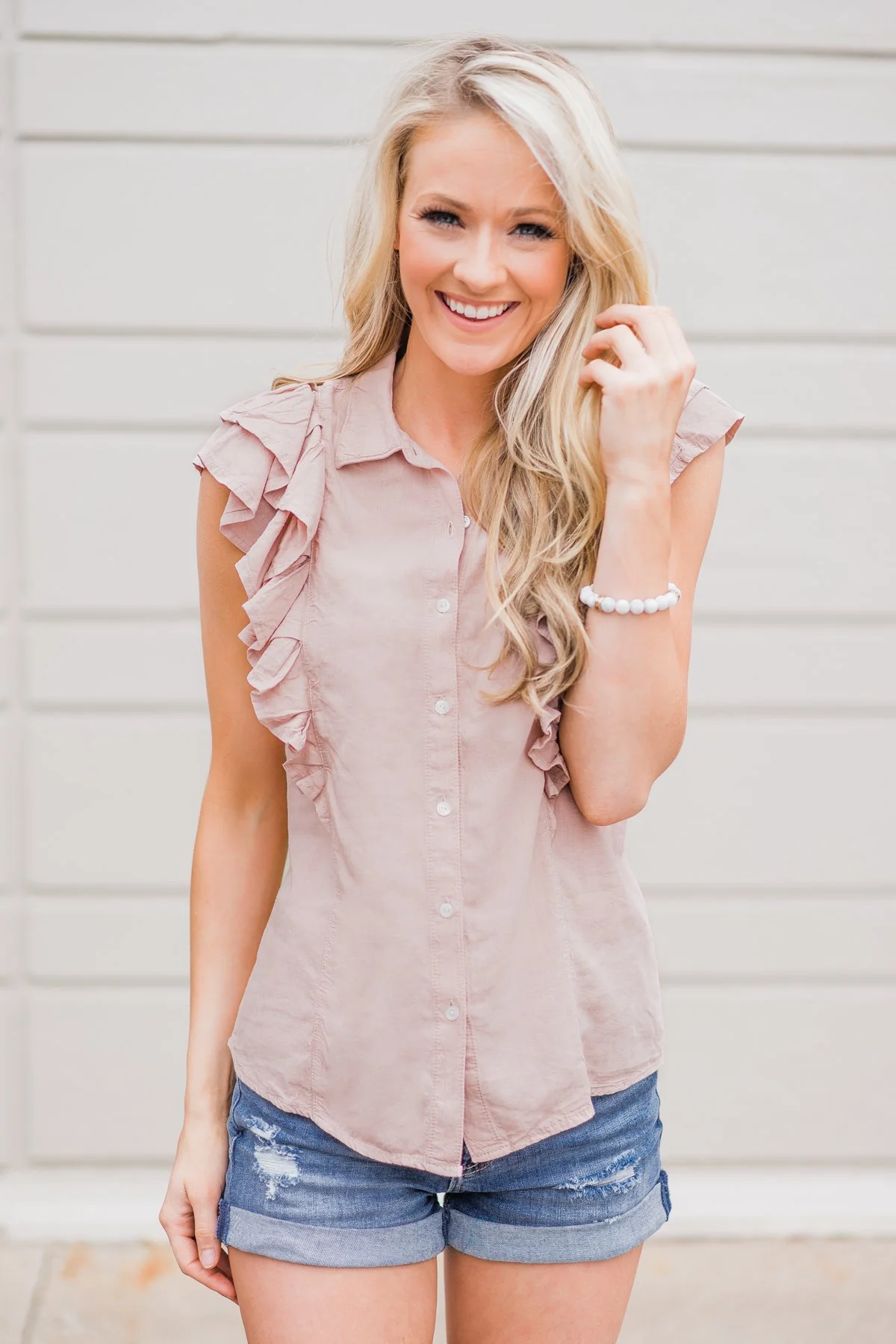 Ruffled Up Cutie Top- Blush - Image 3