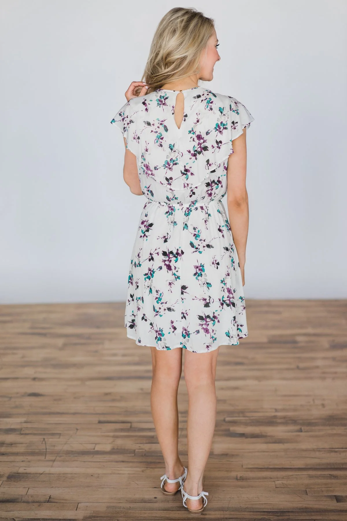 Ruffles and You Floral Dress- Ivory - Image 5