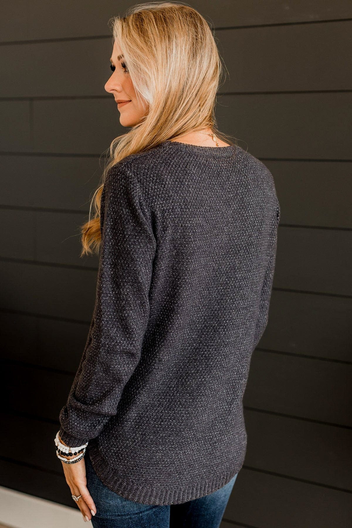 Runway Beauty Knit Sweater- Charcoal - Image 11