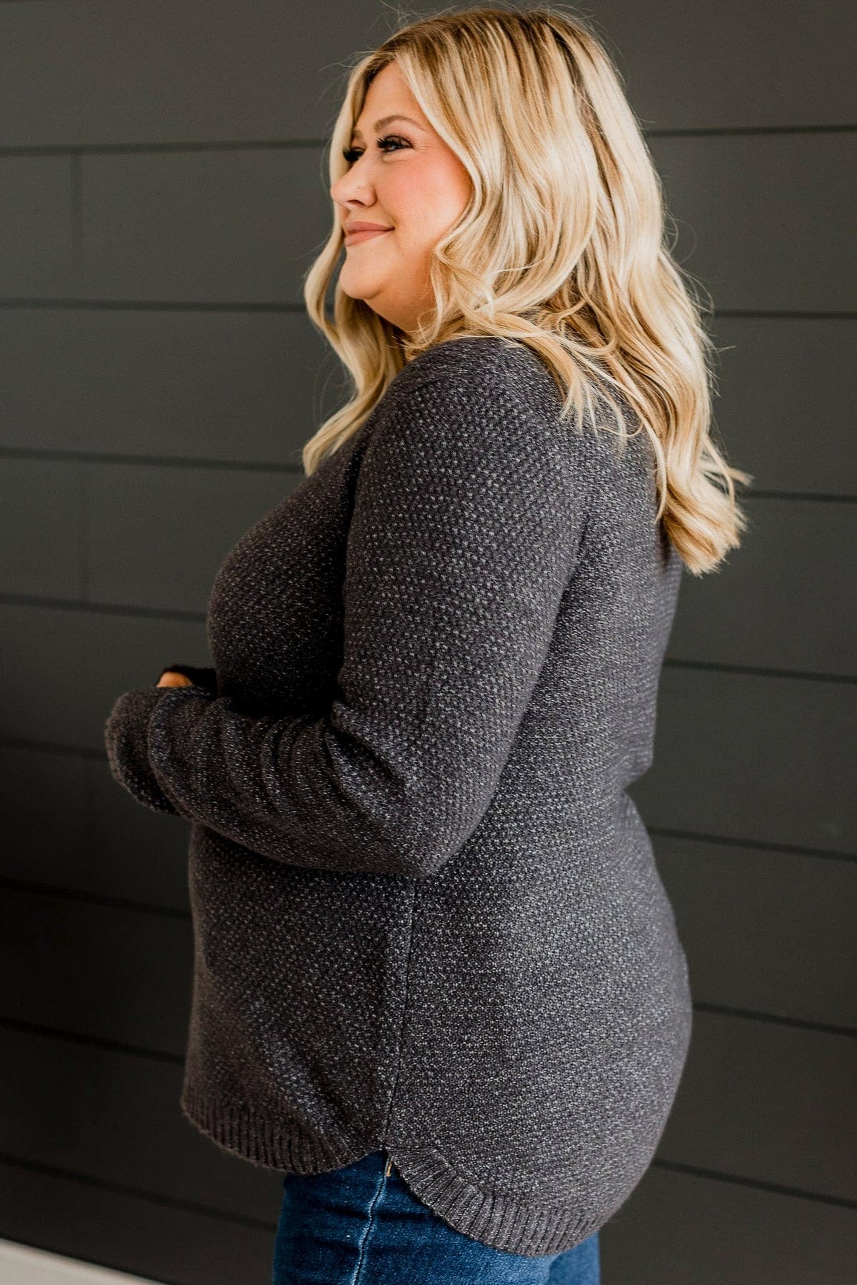 Runway Beauty Knit Sweater- Charcoal - Image 7