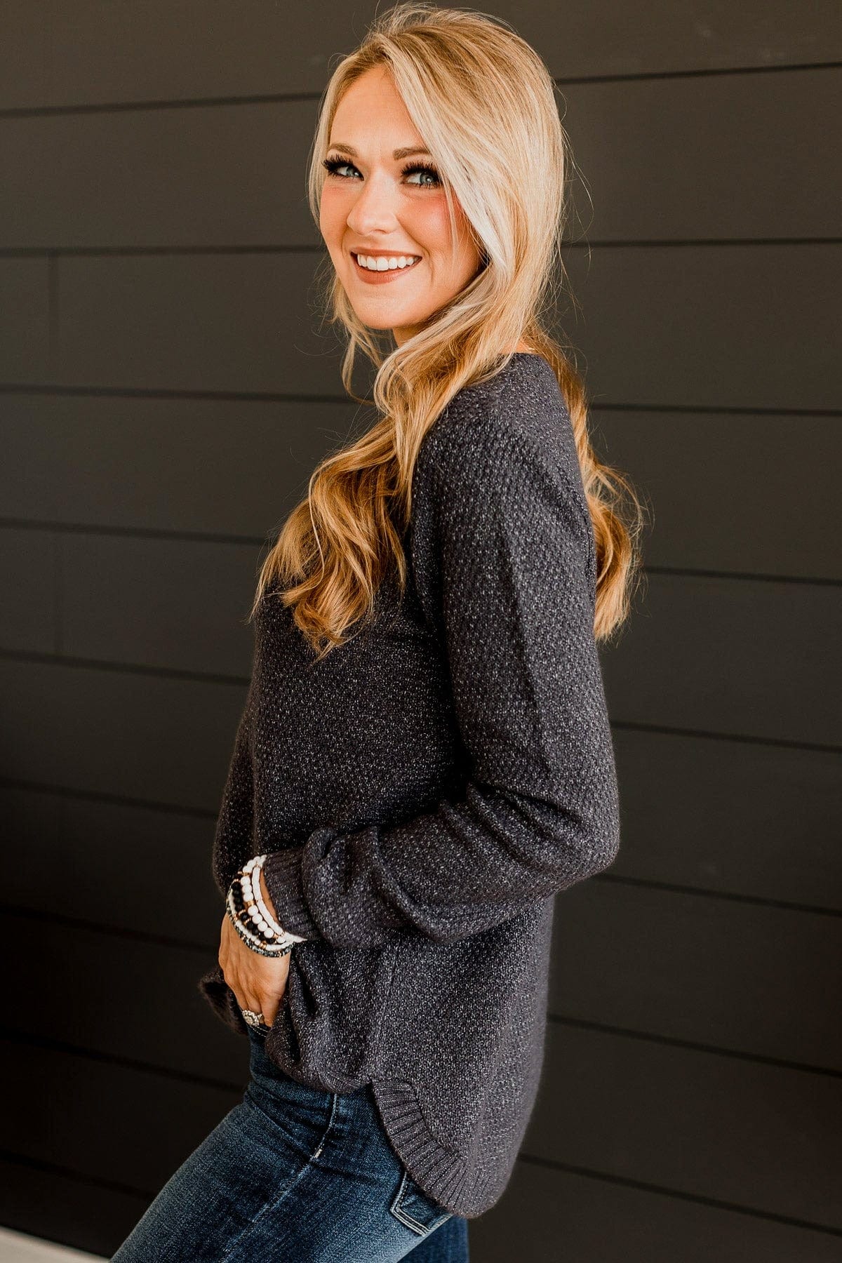 Runway Beauty Knit Sweater- Charcoal - Image 9