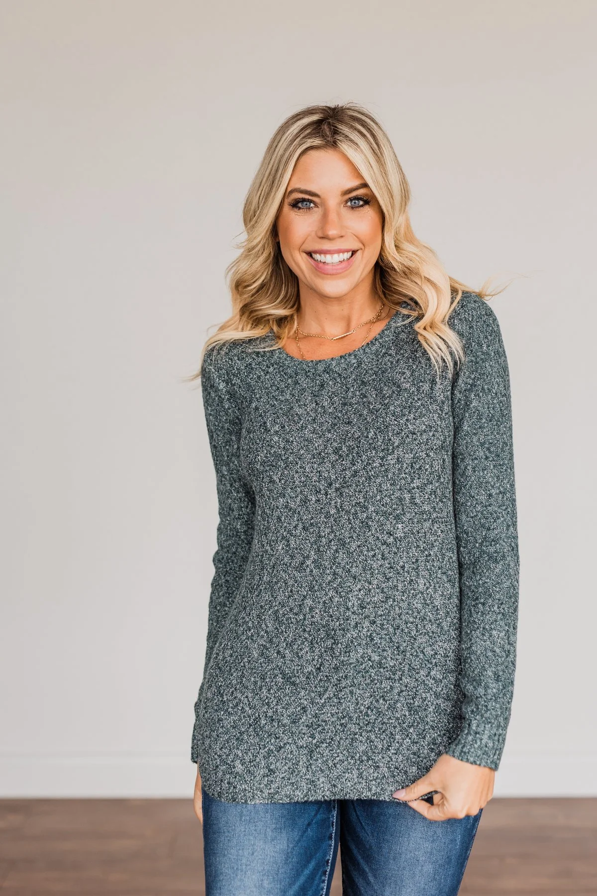 Runway Beauty Knit Sweater- Dark Teal - Image 2