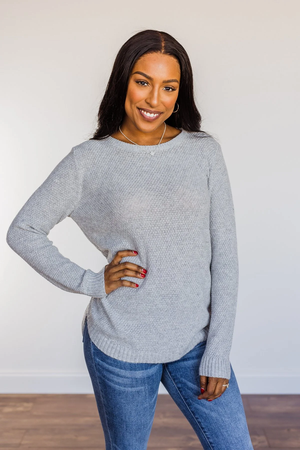 Runway Beauty Knit Sweater- Light Grey - Image 5