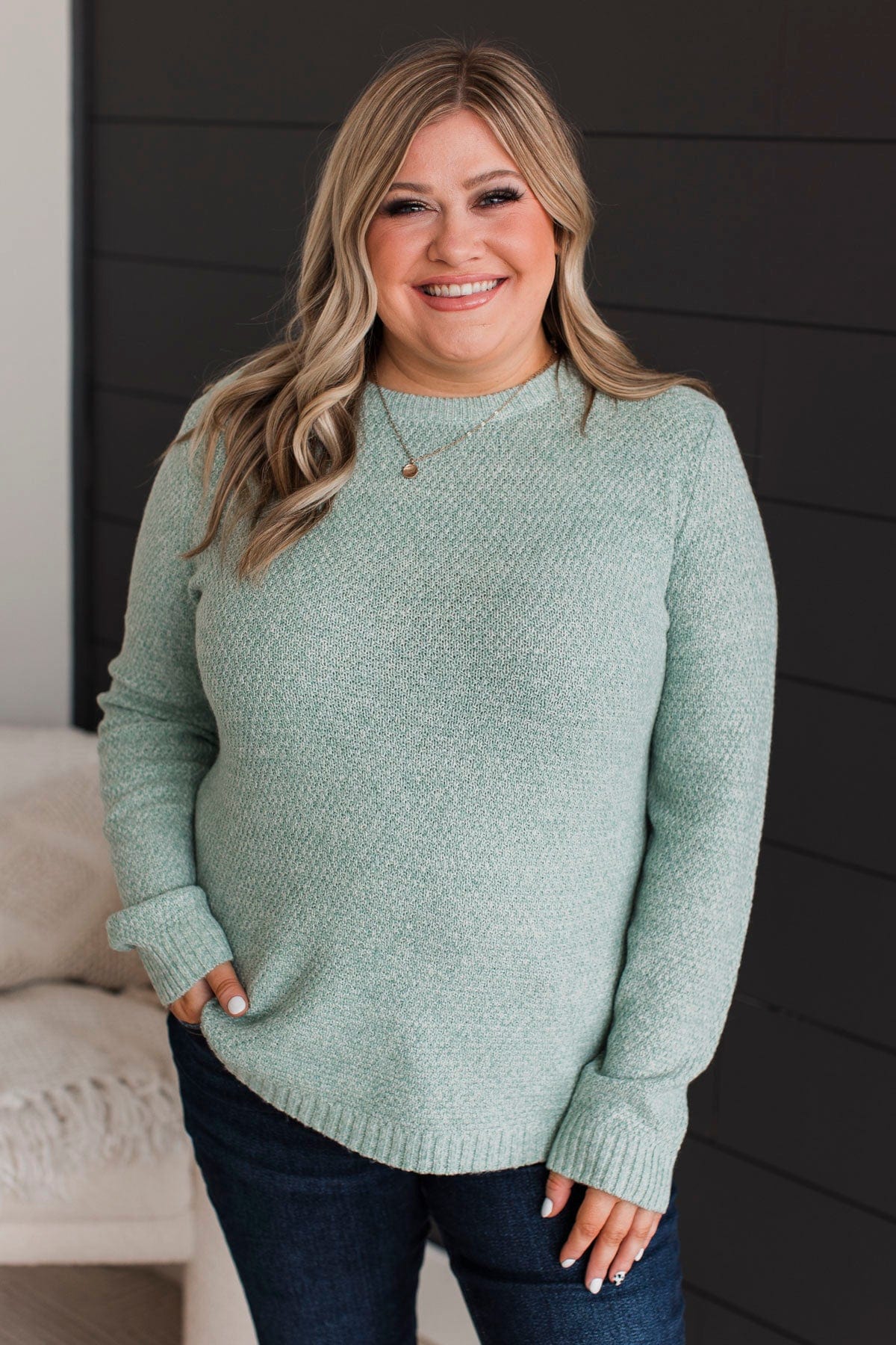 Runway Beauty Knit Sweater- Light Sage - Image 5