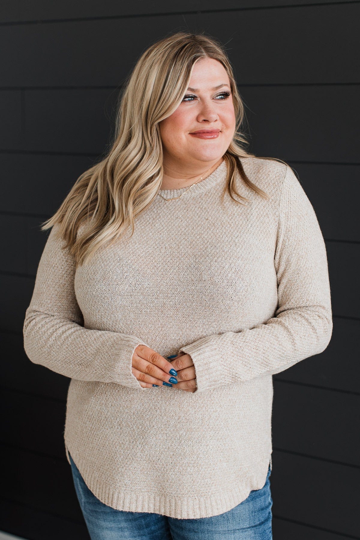 Runway Beauty Knit Sweater- Oatmeal - Image 2