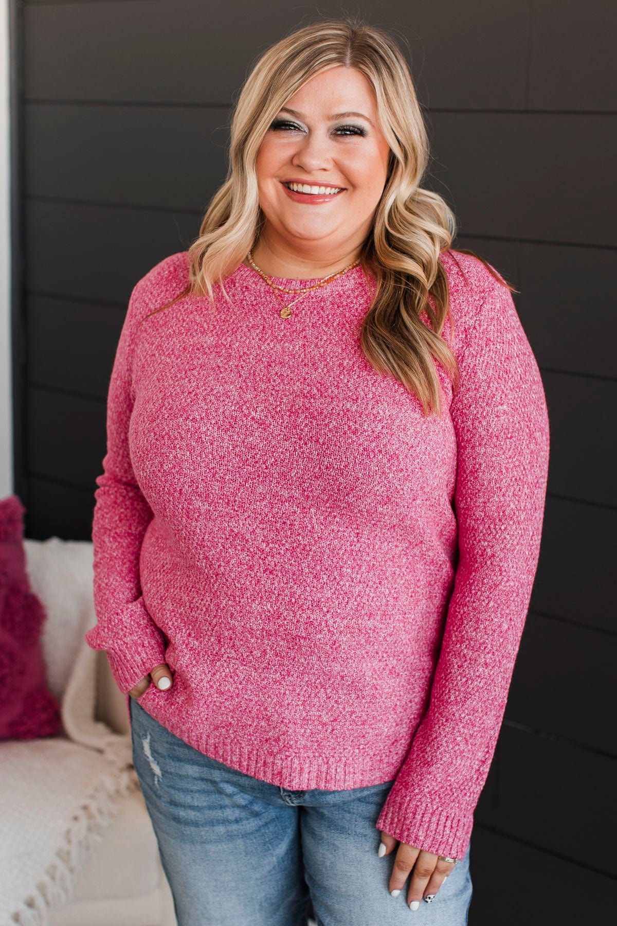 Runway Beauty Knit Sweater- Pink - Image 4
