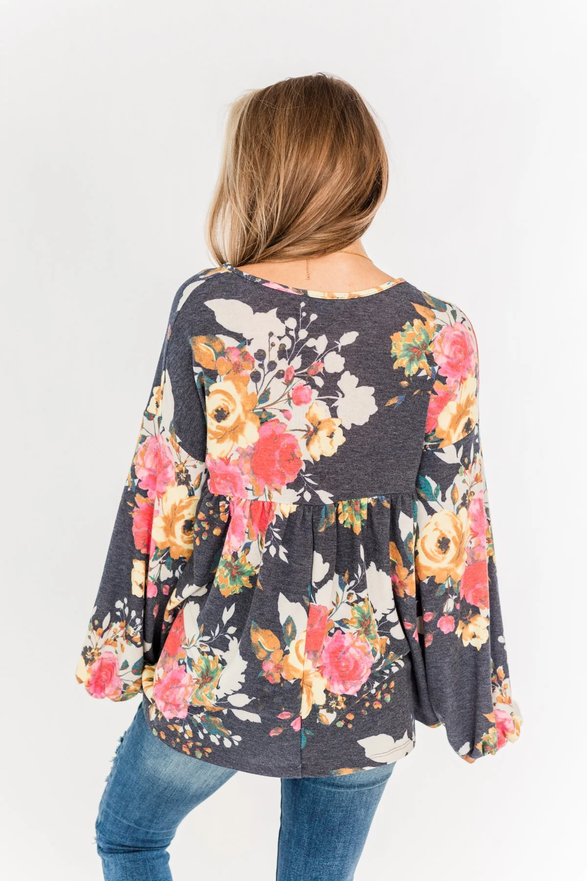 Safe & Sound Floral Baby Doll Top- Navy - Image 13