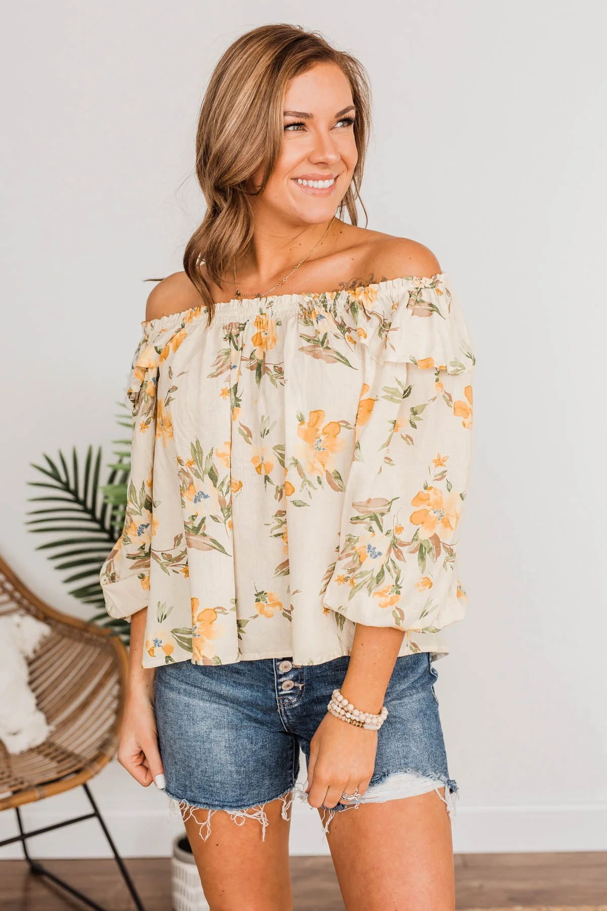 Lost In Paradise Floral Blouse- Cream - Image 3