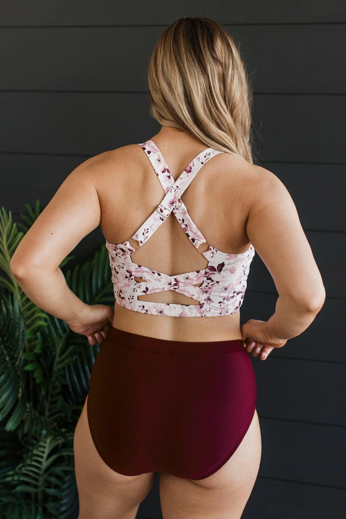 Sandy Shores High-Rise Swim Bottoms- Burgundy - Image 5