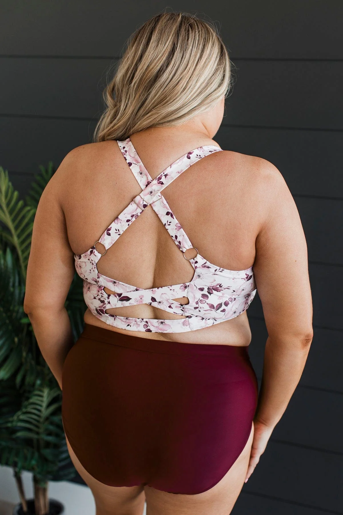 Sandy Shores High-Rise Swim Bottoms- Burgundy - Image 6
