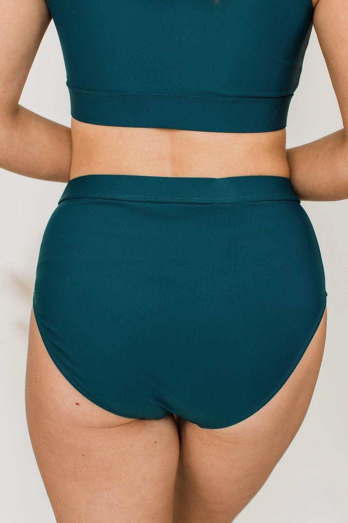 Sandy Shores High-Rise Swim Bottoms- Teal - Image 4