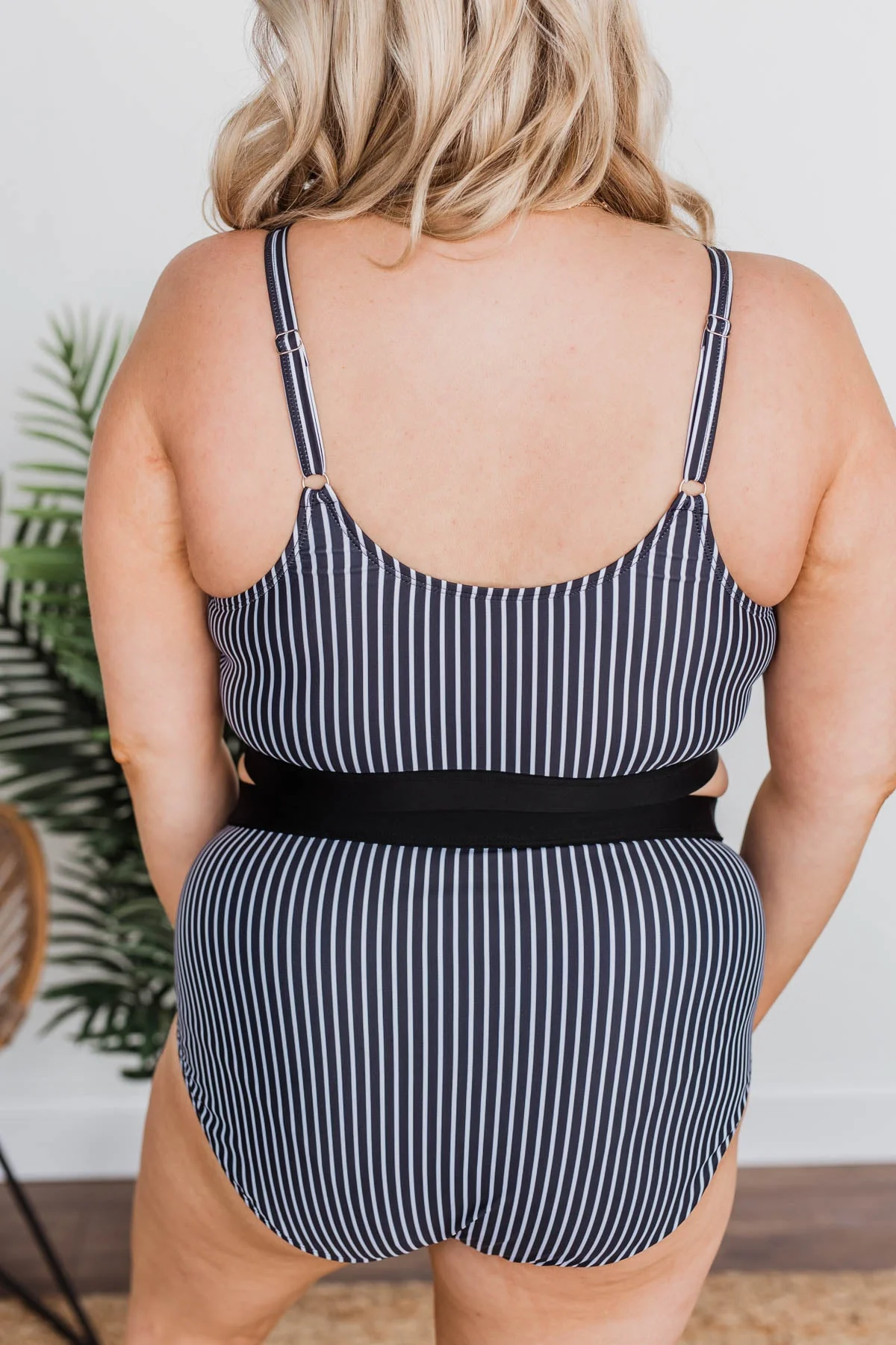Sandy Shores Striped Print Swim Bottoms- Black - Image 13