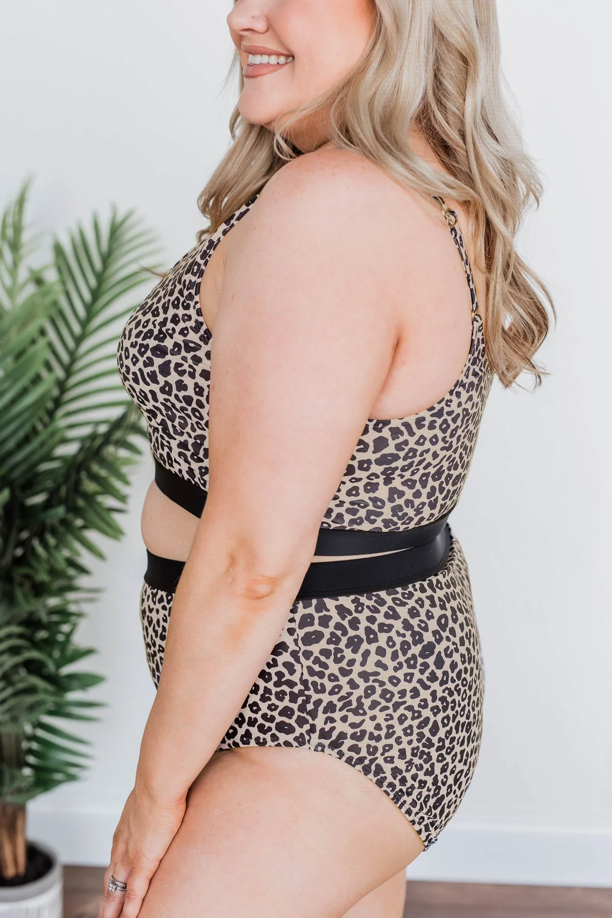 Sandy Shores Leopard Print Swim Bottoms- Light Taupe - Image 6