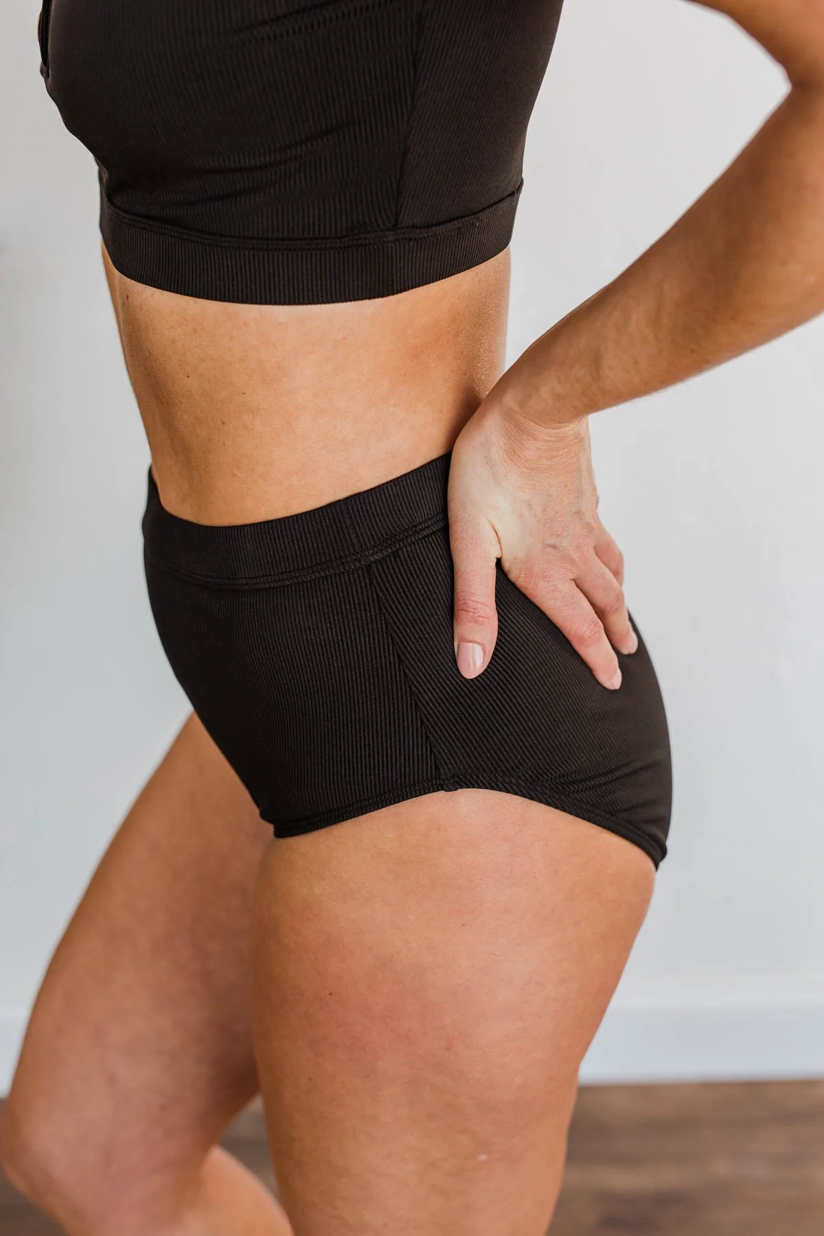 Sandy Shores Ribbed Knit Swim Bottoms- Black - Image 9