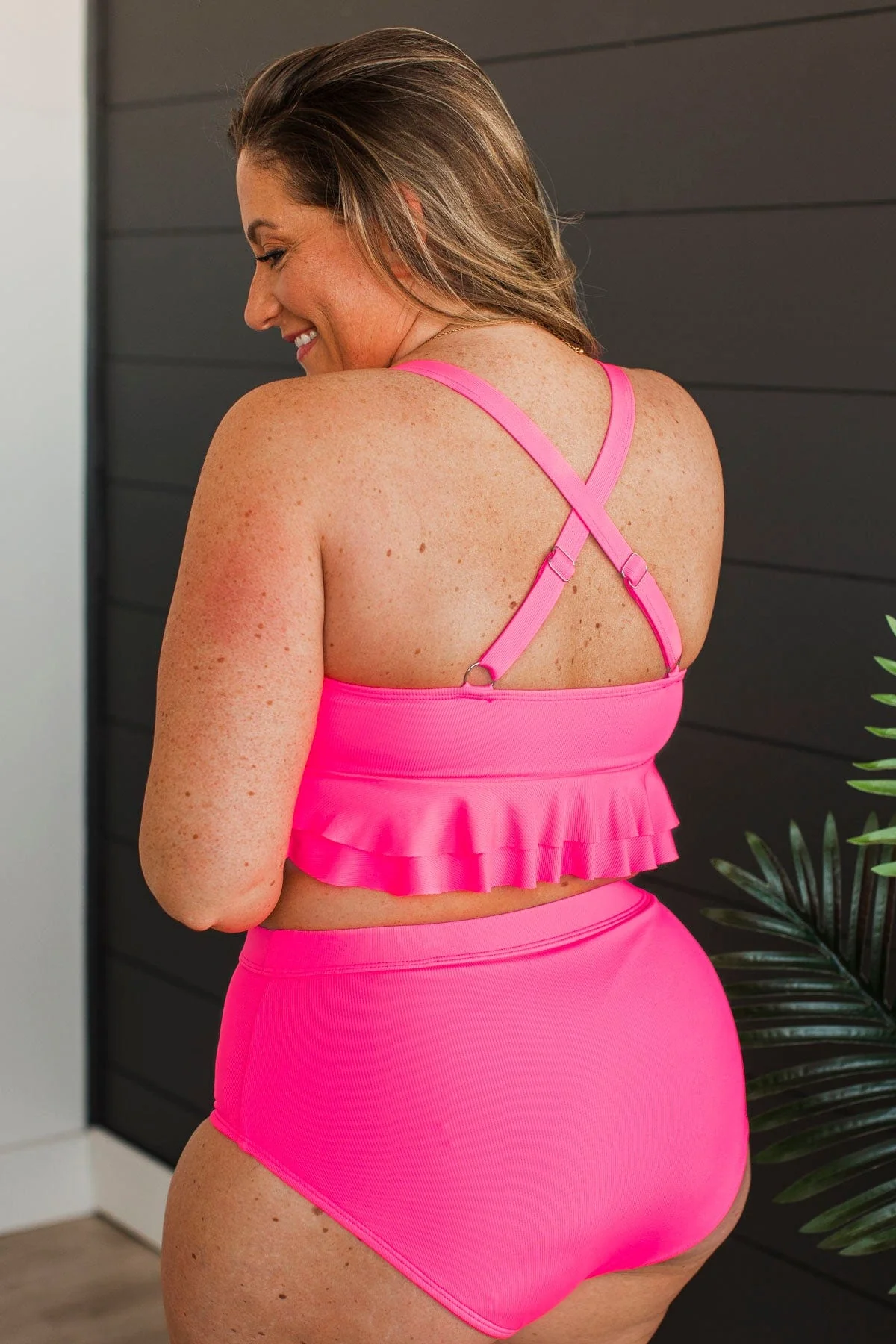 Sandy Shores Swim Bottoms- Hot Pink Ribbed - Image 5