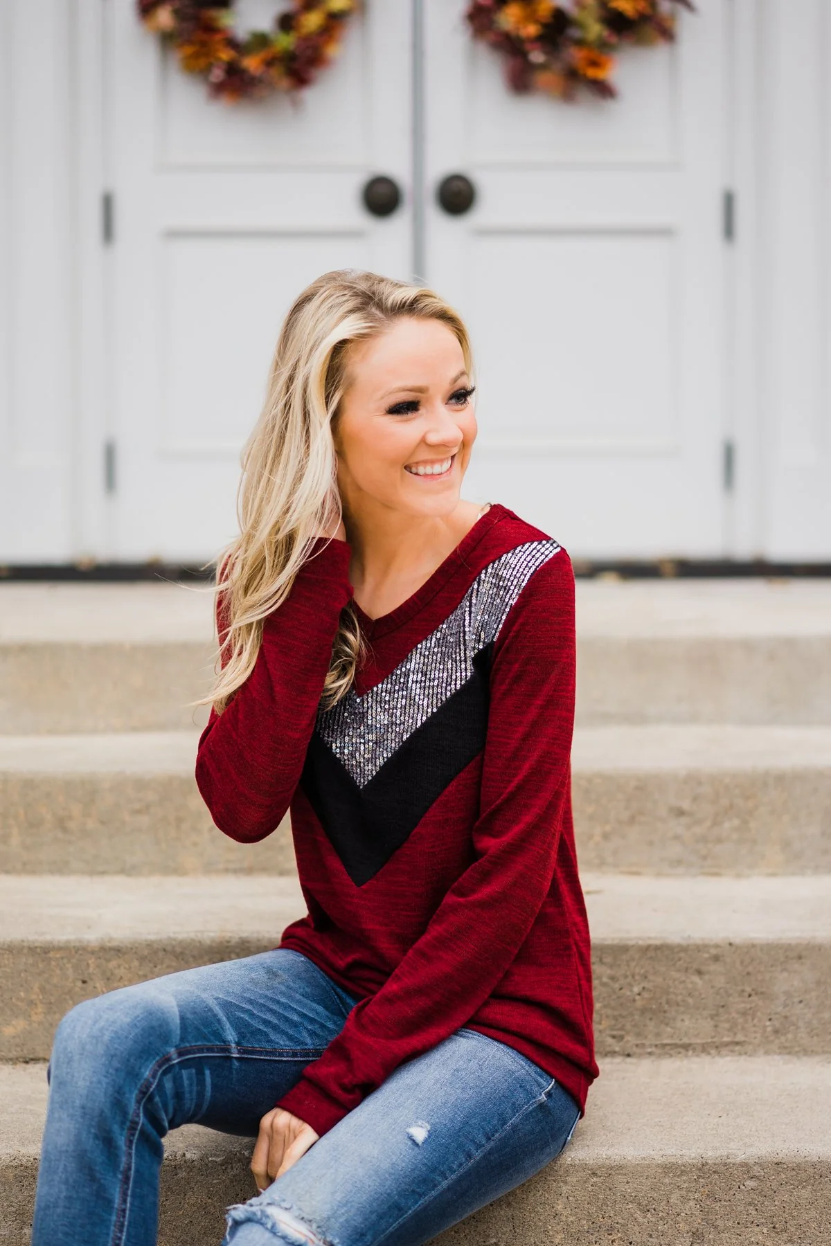 Sassy in Sequins Top ~ Cranberry - Image 3