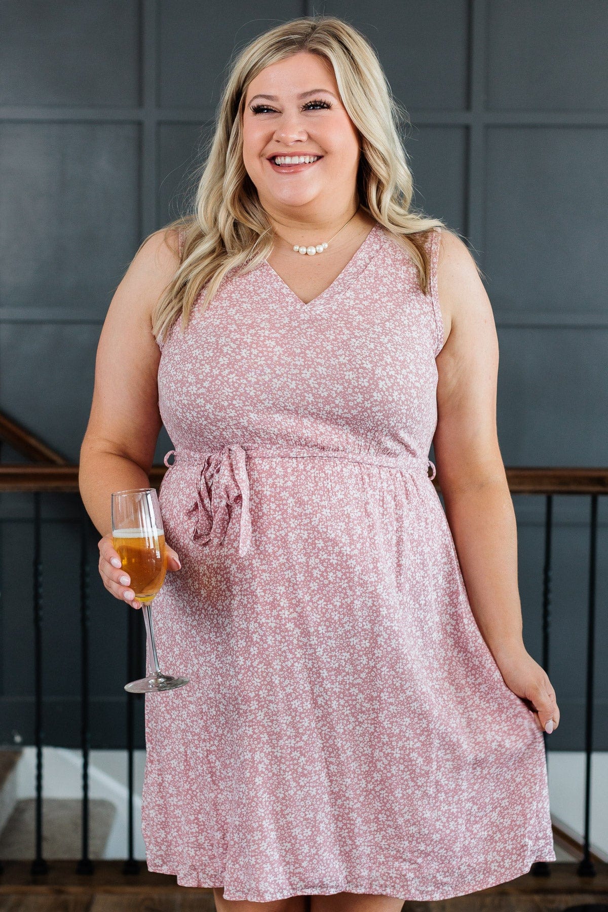 Save A Dance For Me Tie Waist Mini Dress- Pink - Image 2