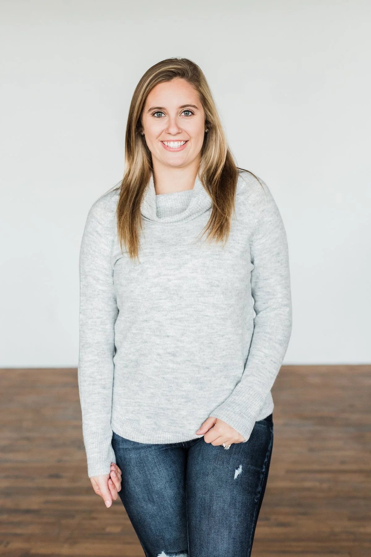 Say My Name Cowl Neck Sweater- Heather Grey - Image 6