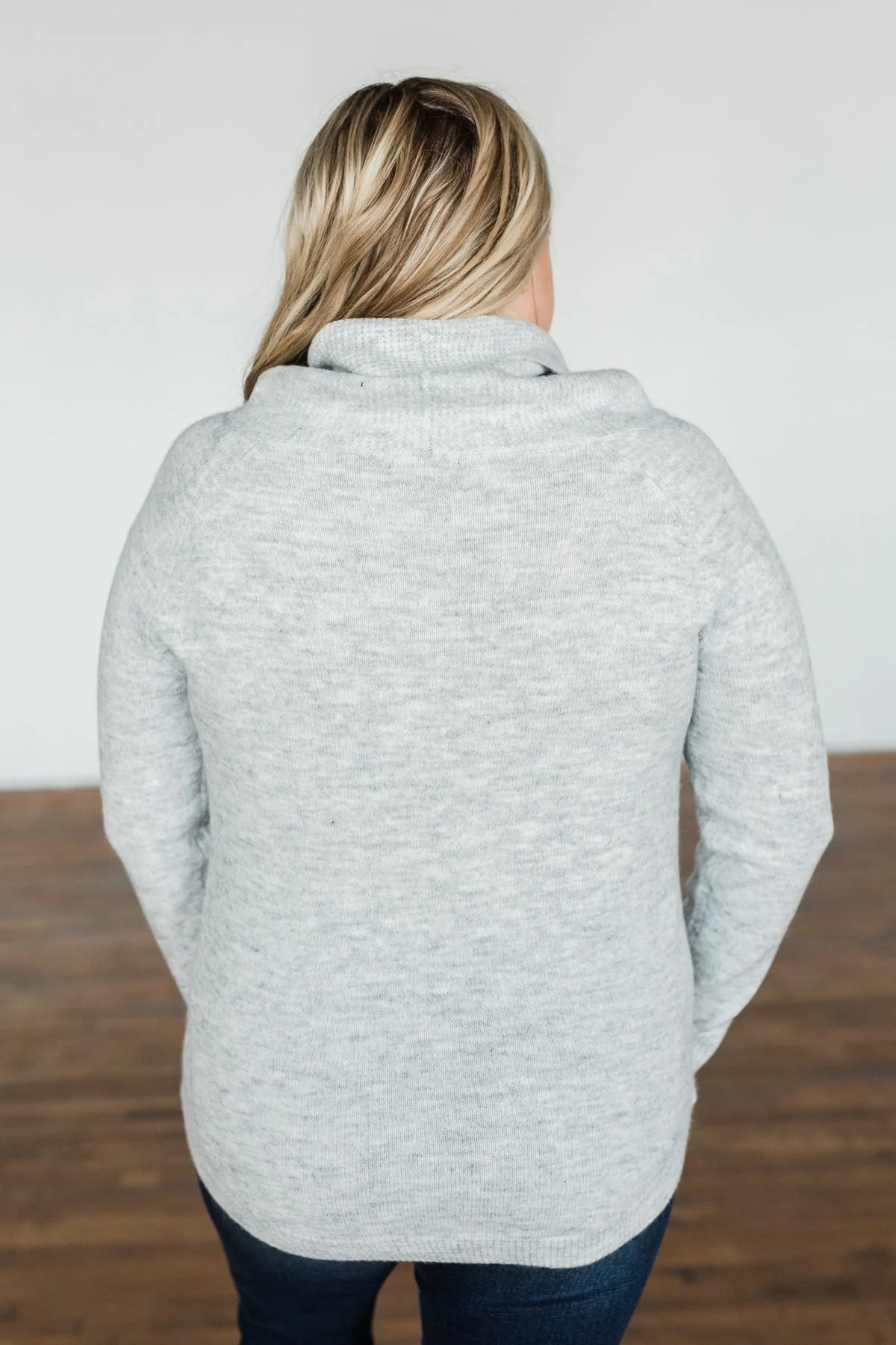 Say My Name Cowl Neck Sweater- Heather Grey - Image 8