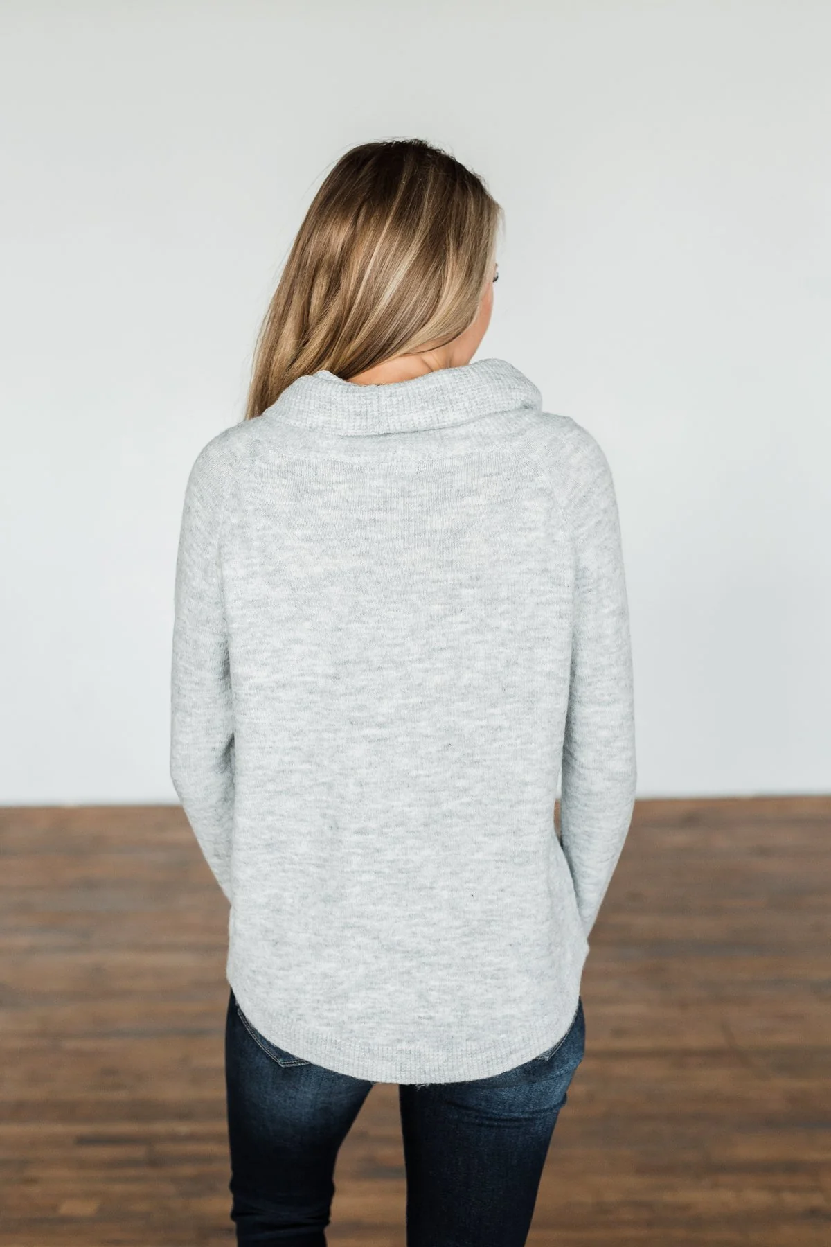 Say My Name Cowl Neck Sweater- Heather Grey - Image 9