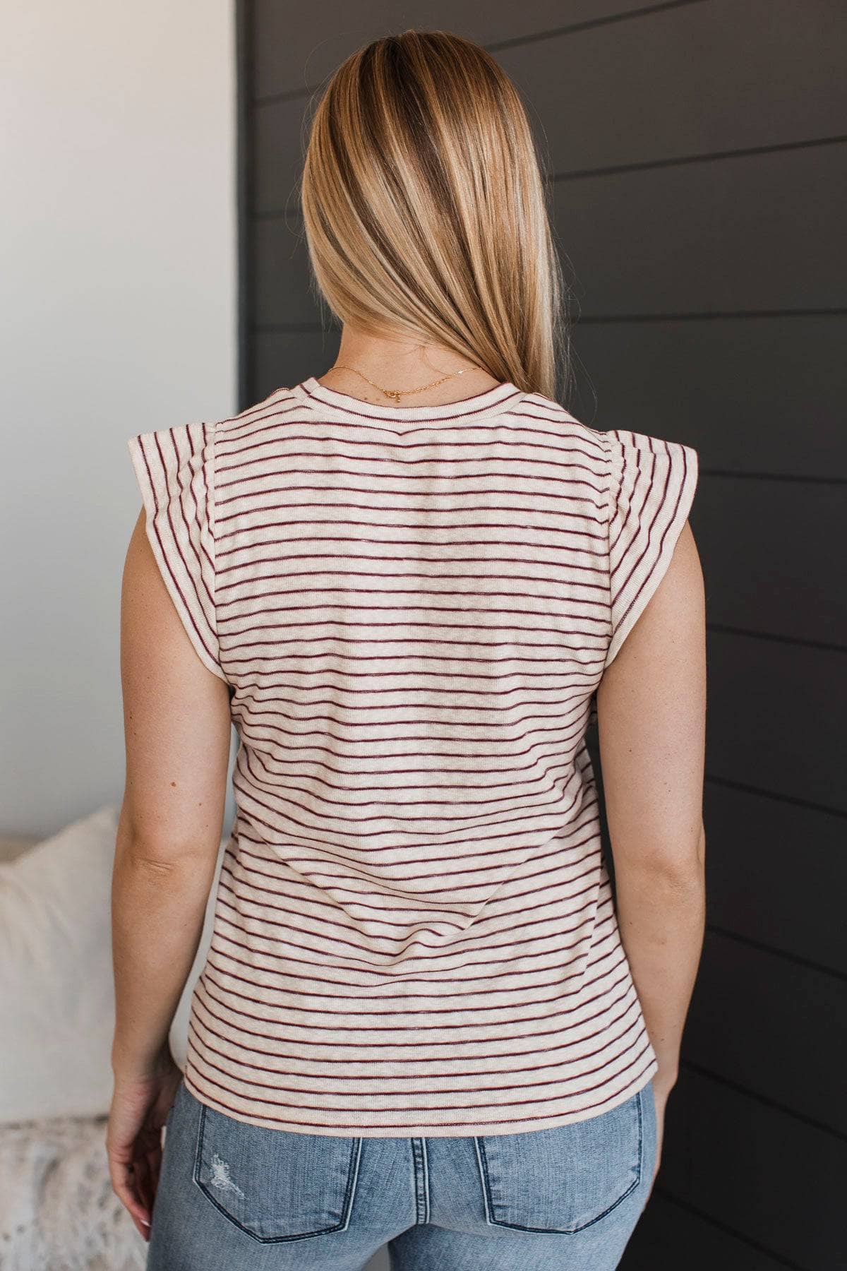 Say Something Amazing Striped Top- Natural & Merlot - Image 7