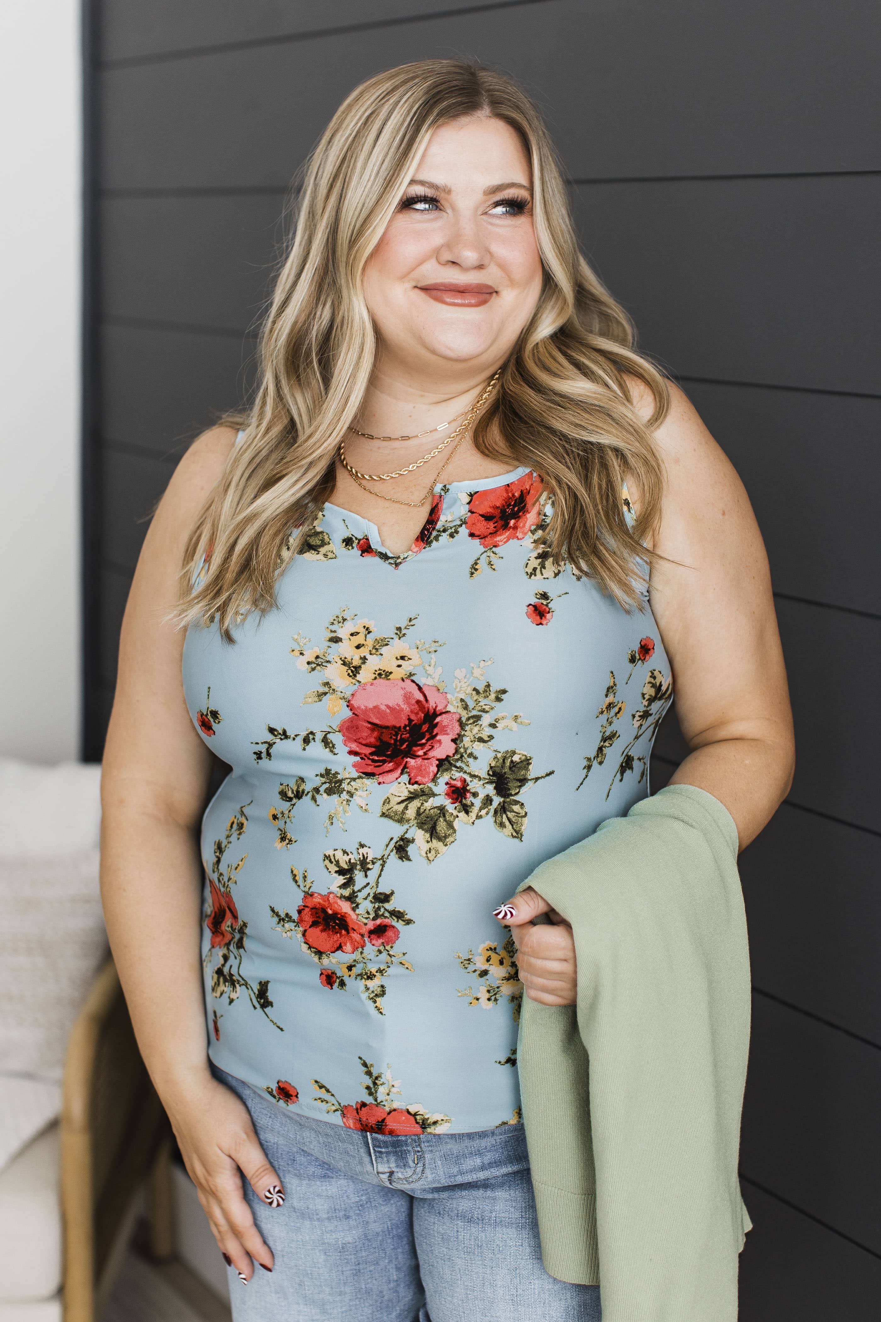 Say We're Forever Floral Tank Top- Light Blue - Image 2