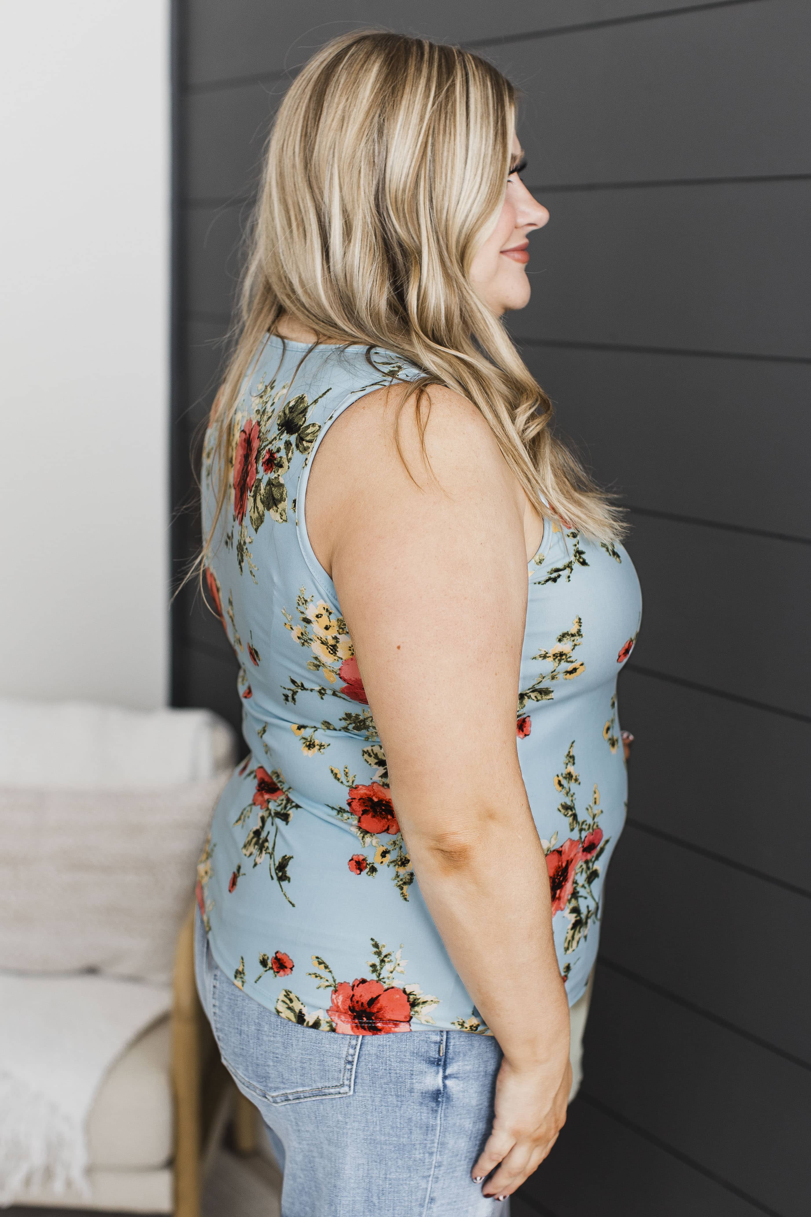 Say We're Forever Floral Tank Top- Light Blue - Image 4
