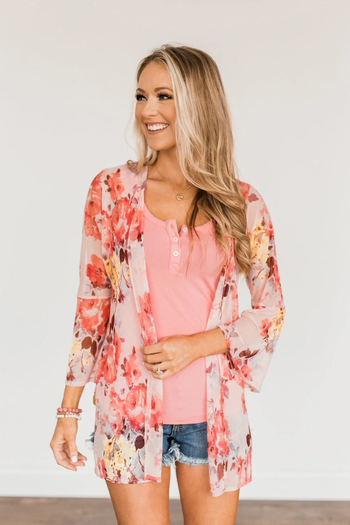 Scents Of Spring Floral Kimono- Light Pink - Image 10