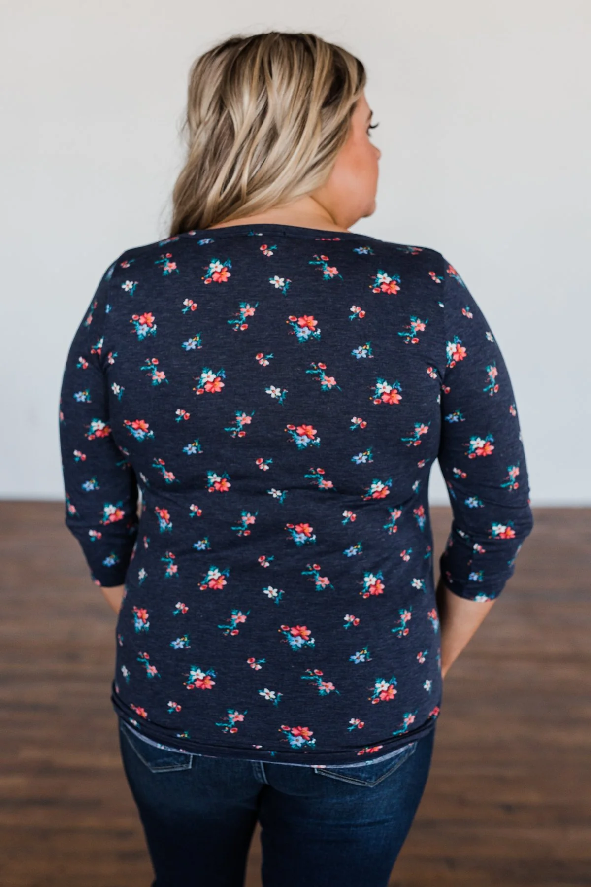 Scents of the Season Floral Criss Cross Top- Navy - Image 11