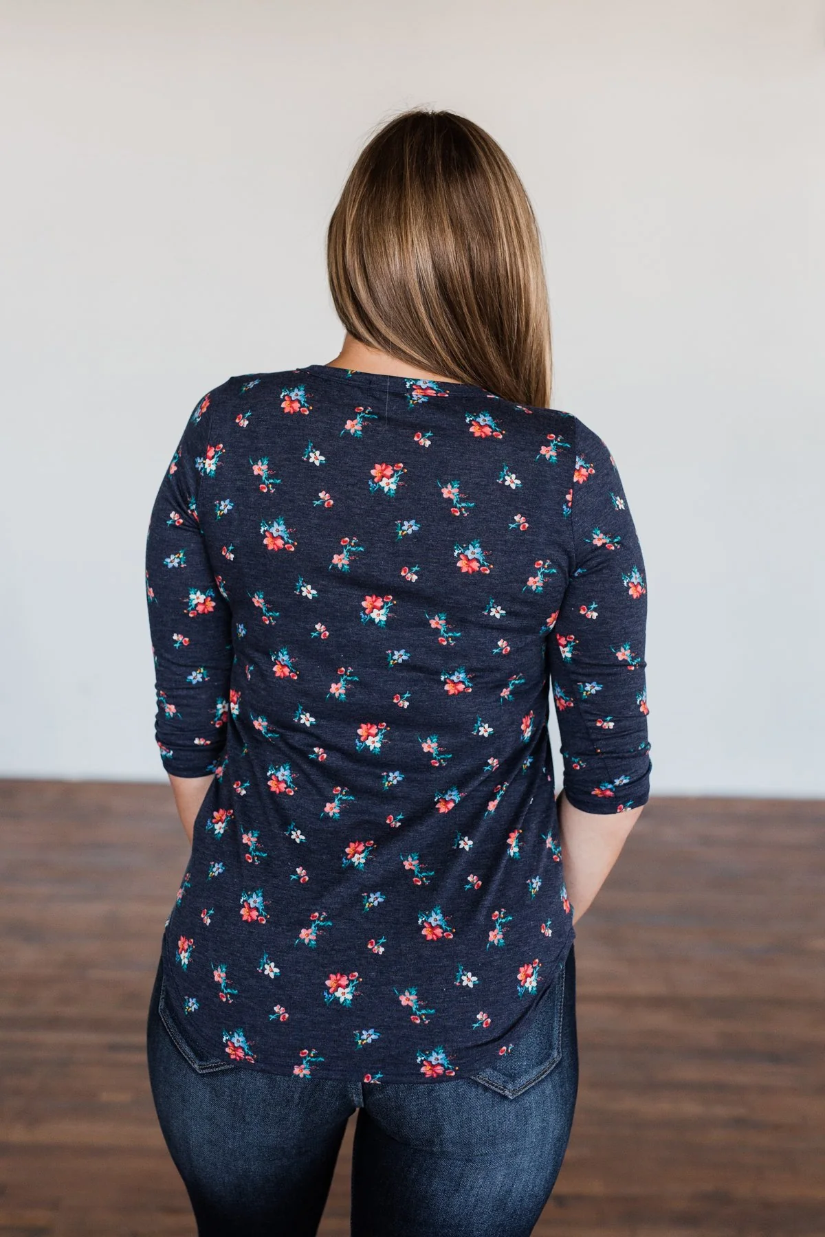 Scents of the Season Floral Criss Cross Top- Navy - Image 12