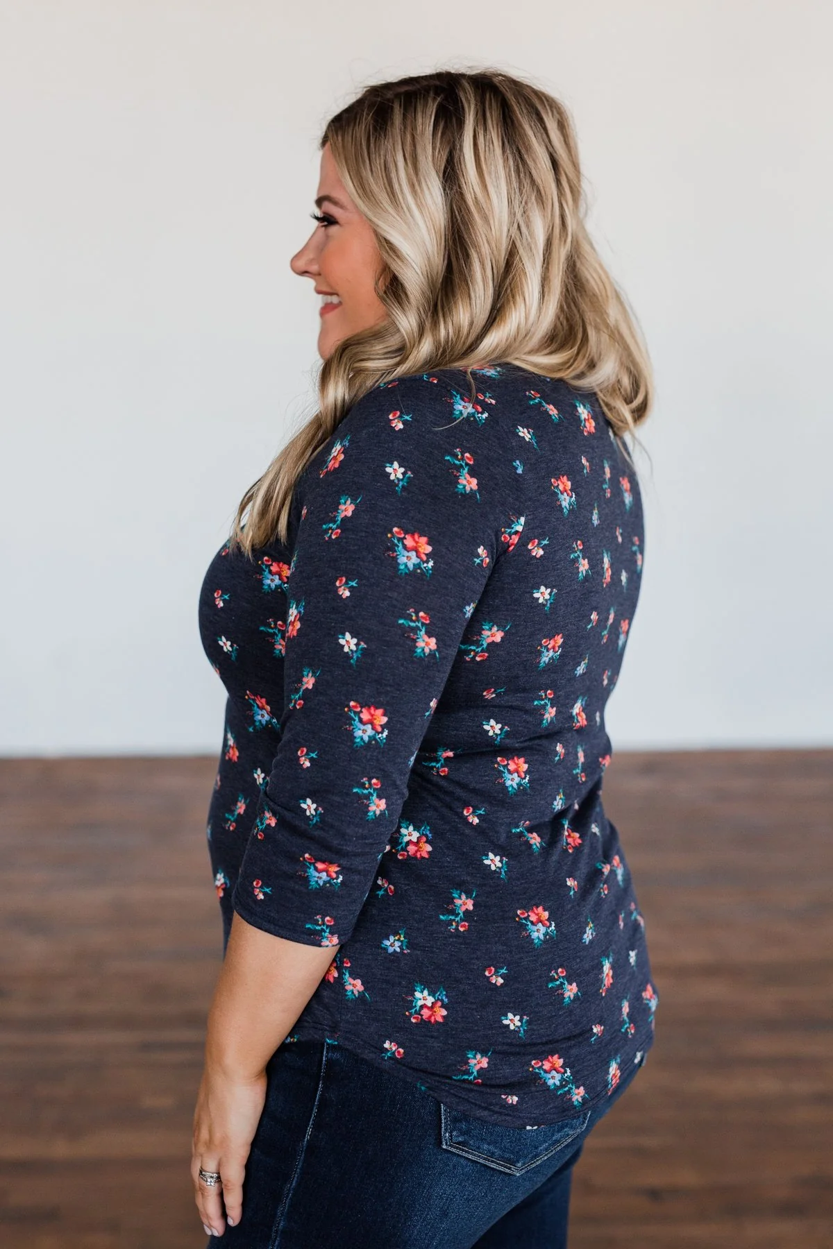 Scents of the Season Floral Criss Cross Top- Navy - Image 8