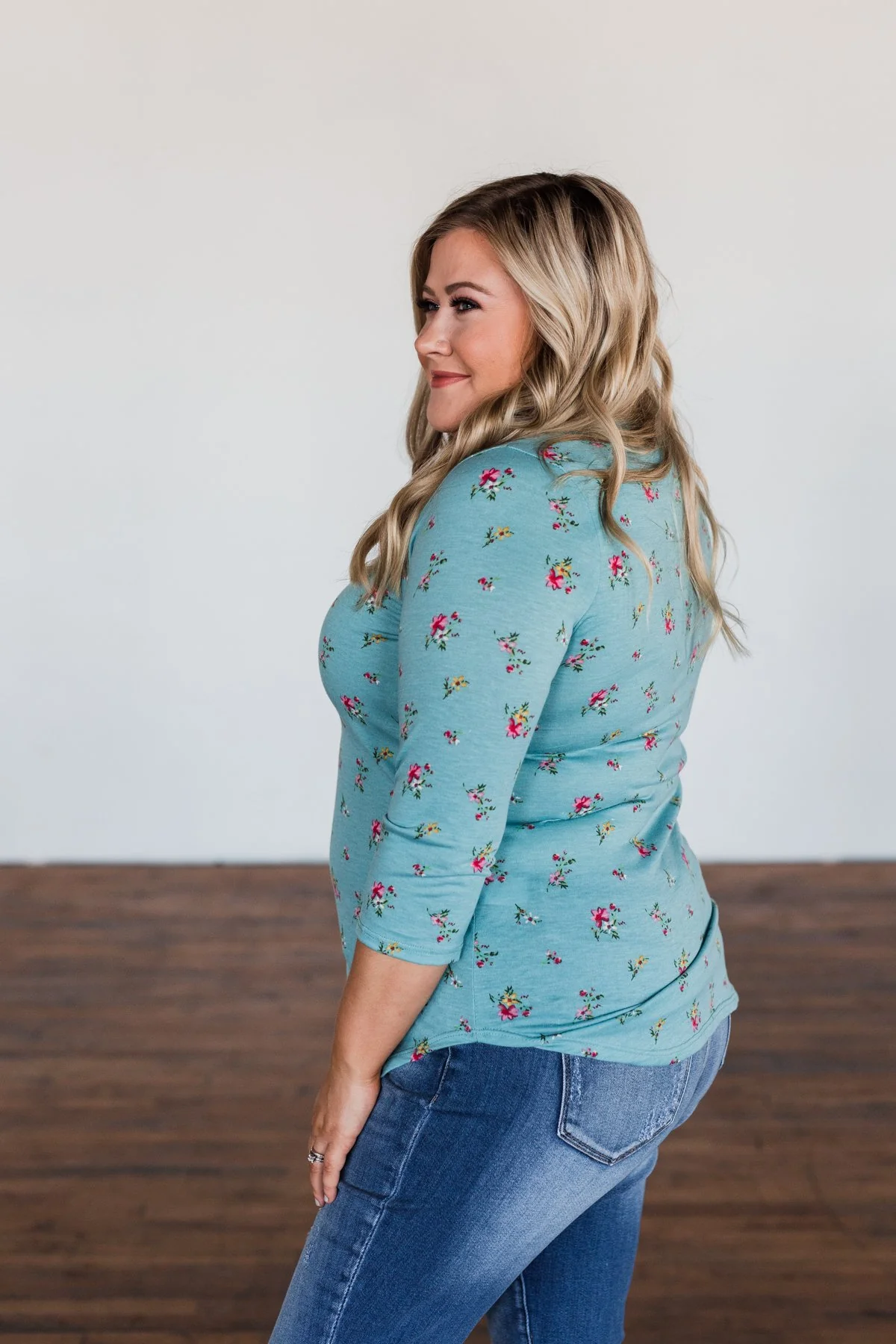 Scents of the Season Floral Criss Cross Top- Teal - Image 7