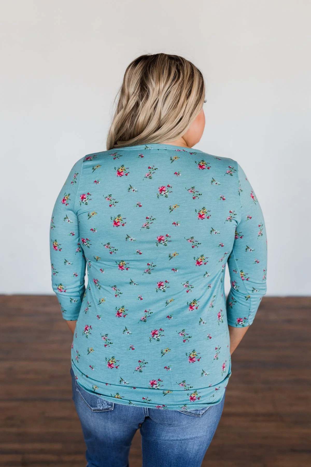Scents of the Season Floral Criss Cross Top- Teal - Image 9