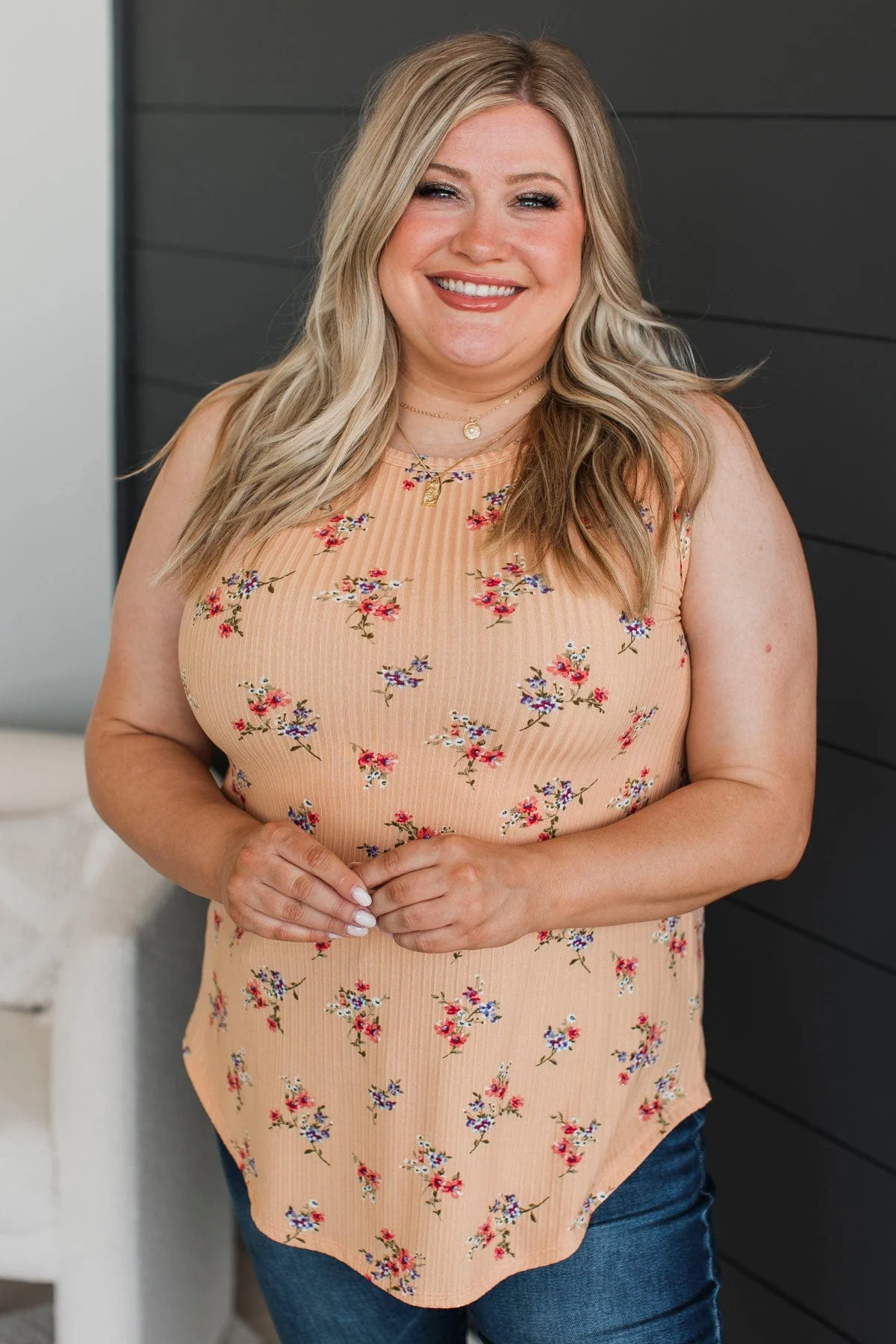 Seal Our Fate Floral Tank Top- Dusty Peach - Image 2