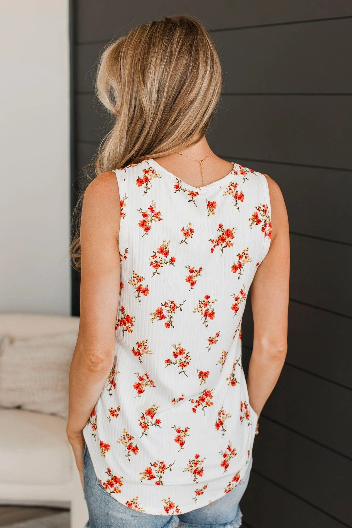 Seal Our Fate Floral Tank Top- Ivory & Coral - Image 7