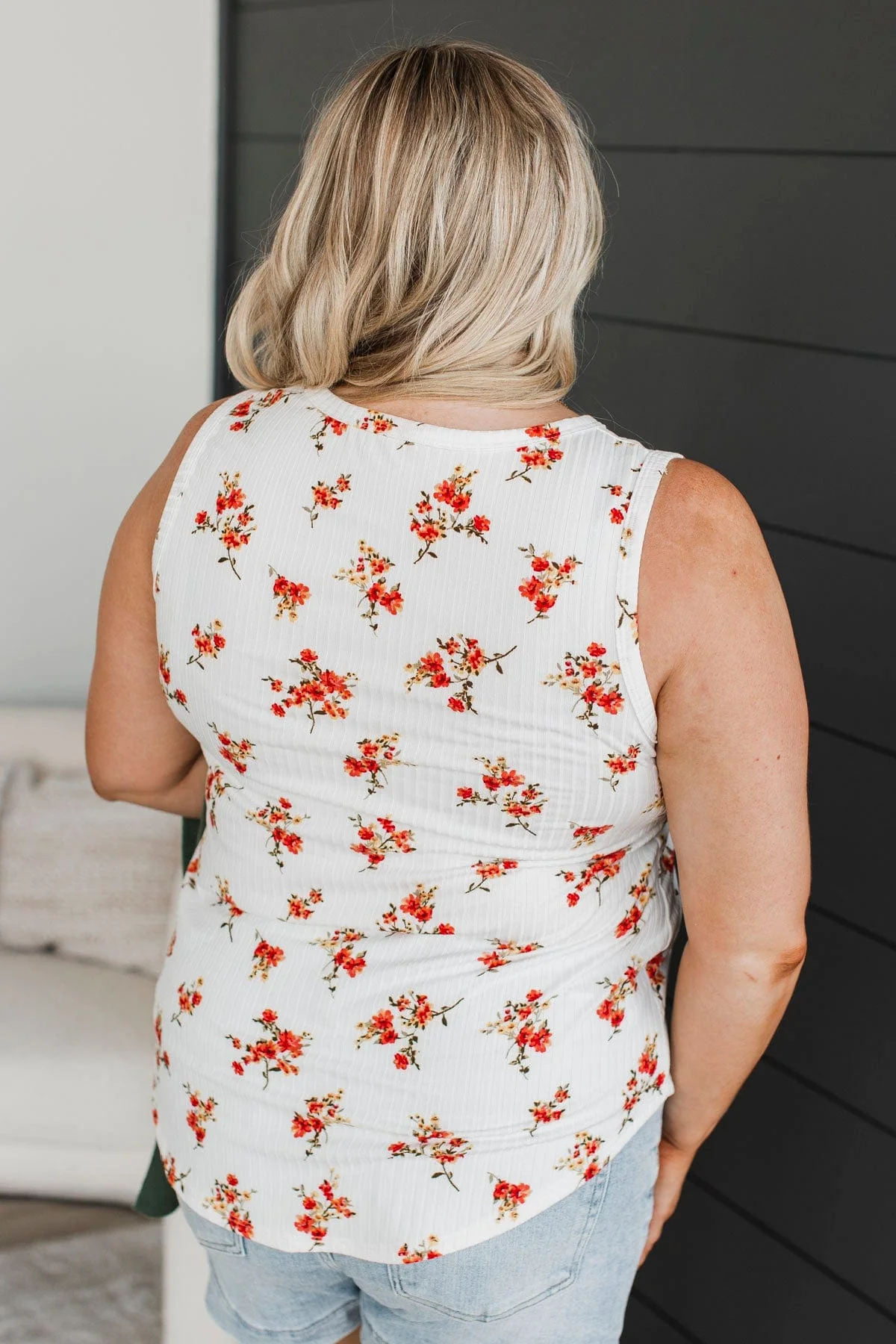 Seal Our Fate Floral Tank Top- Ivory & Coral - Image 8