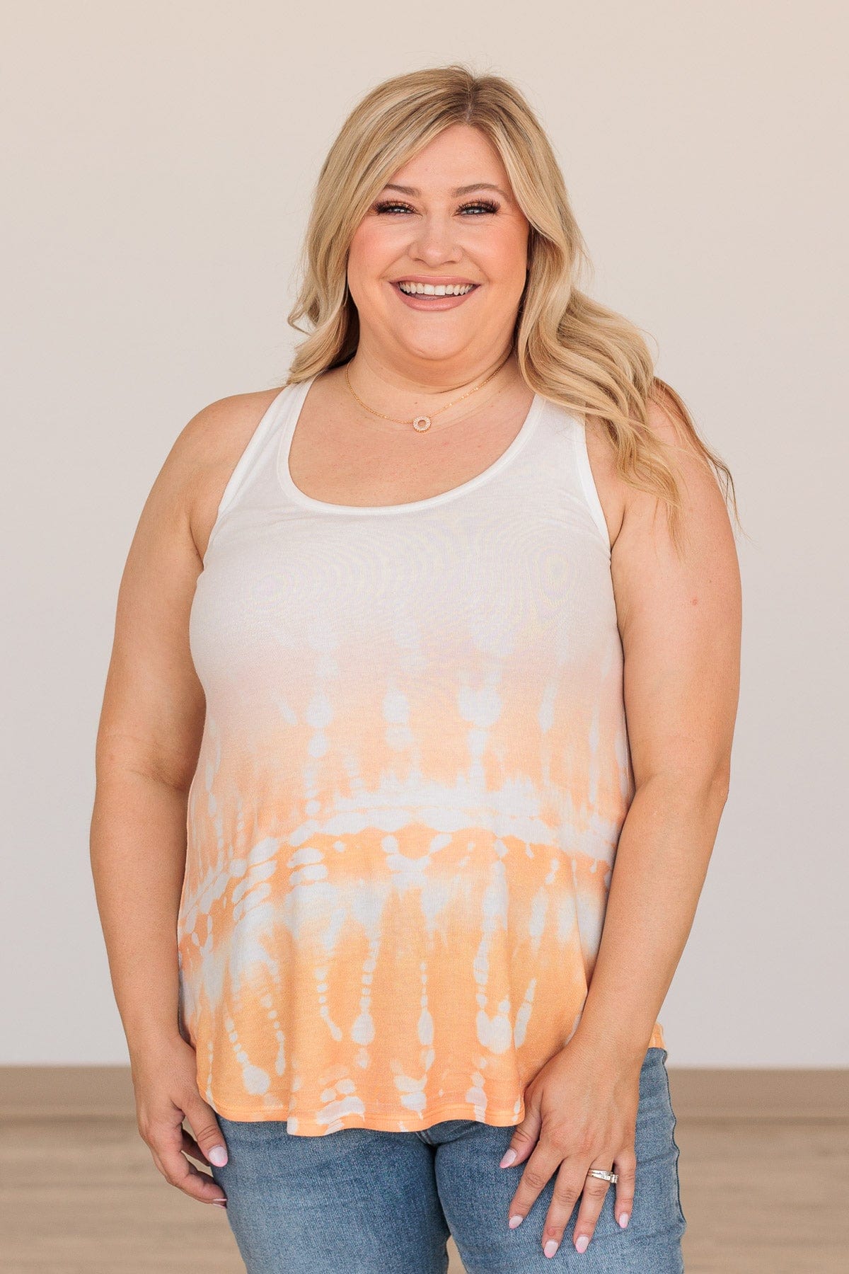 Search For Love Tie Dye Tank- Ivory & Orange - Image 5