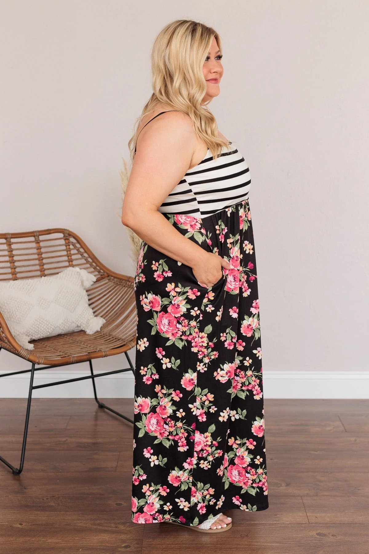 Searching For Me Floral Maxi Dress- Black - Image 8