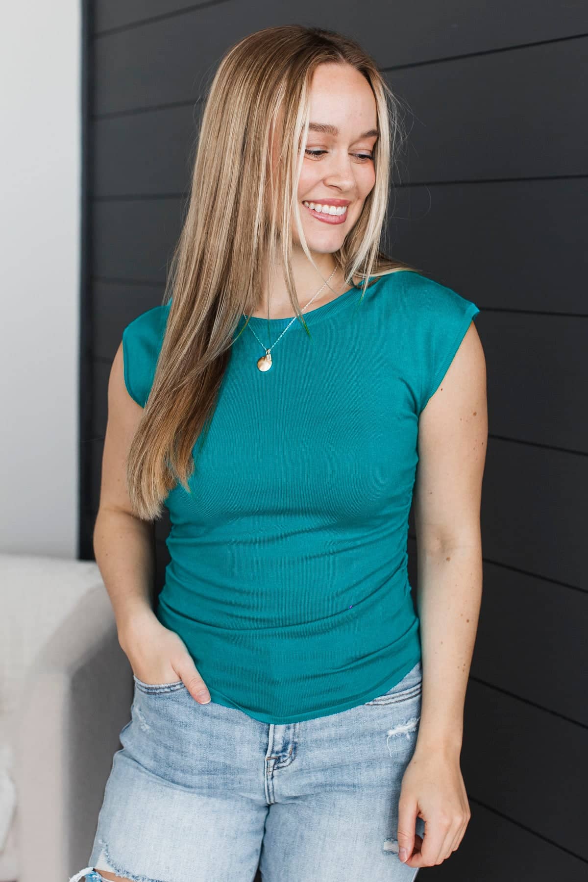 Searching For More Ruched Top- Deep Turquoise