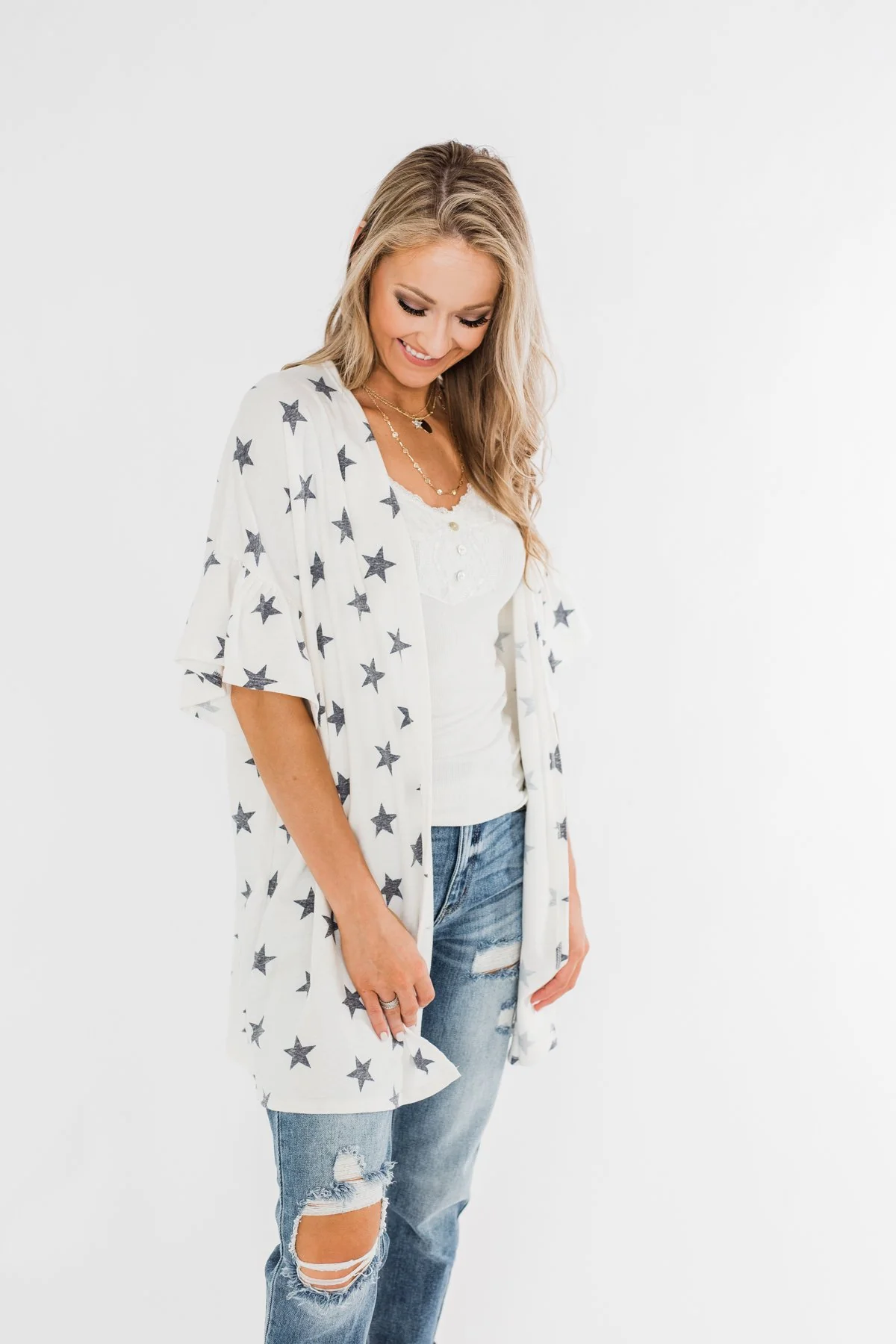 Searching For Stars Print Kimono- Ivory - Image 5