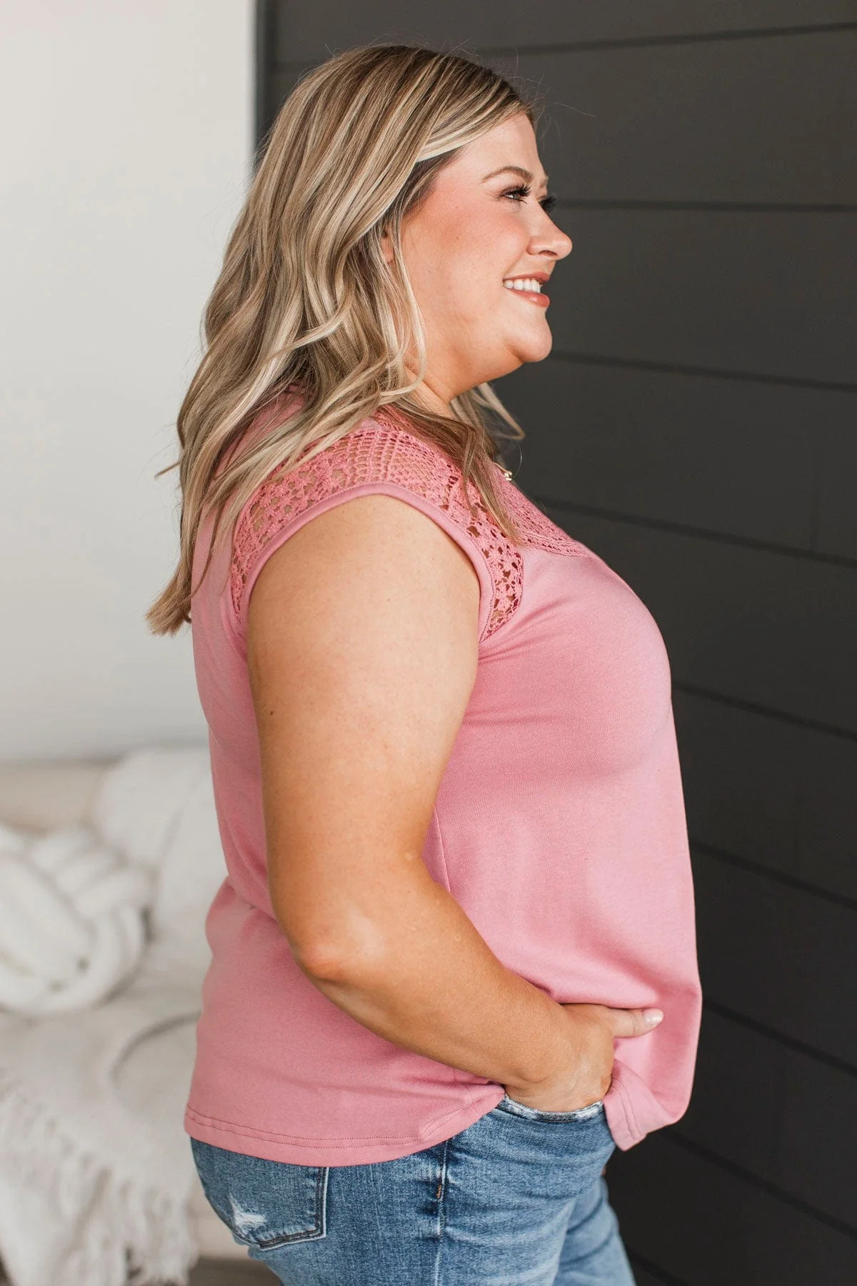 Searching For Truth Cap Sleeve Top- Pink - Image 6