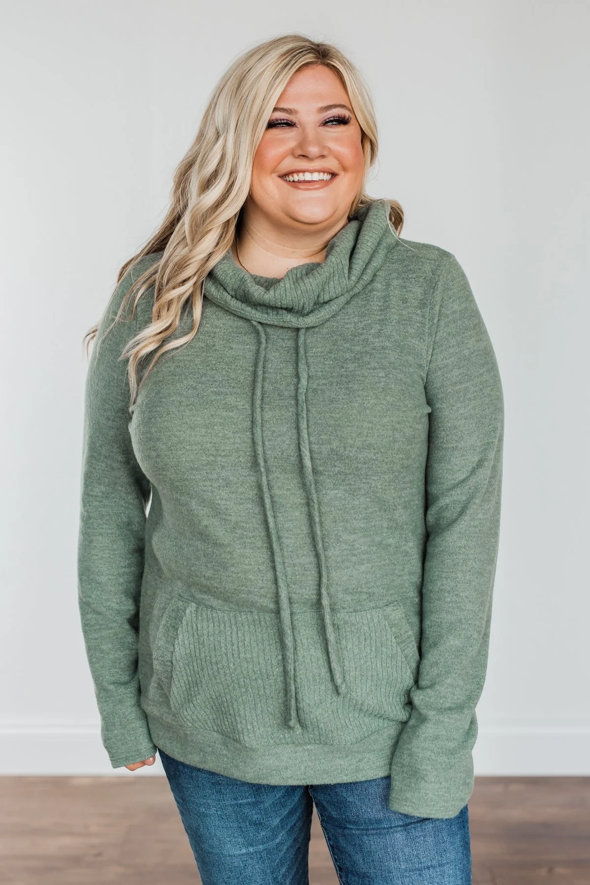 Searching For You Cowl Neck Top- Sage - Image 5