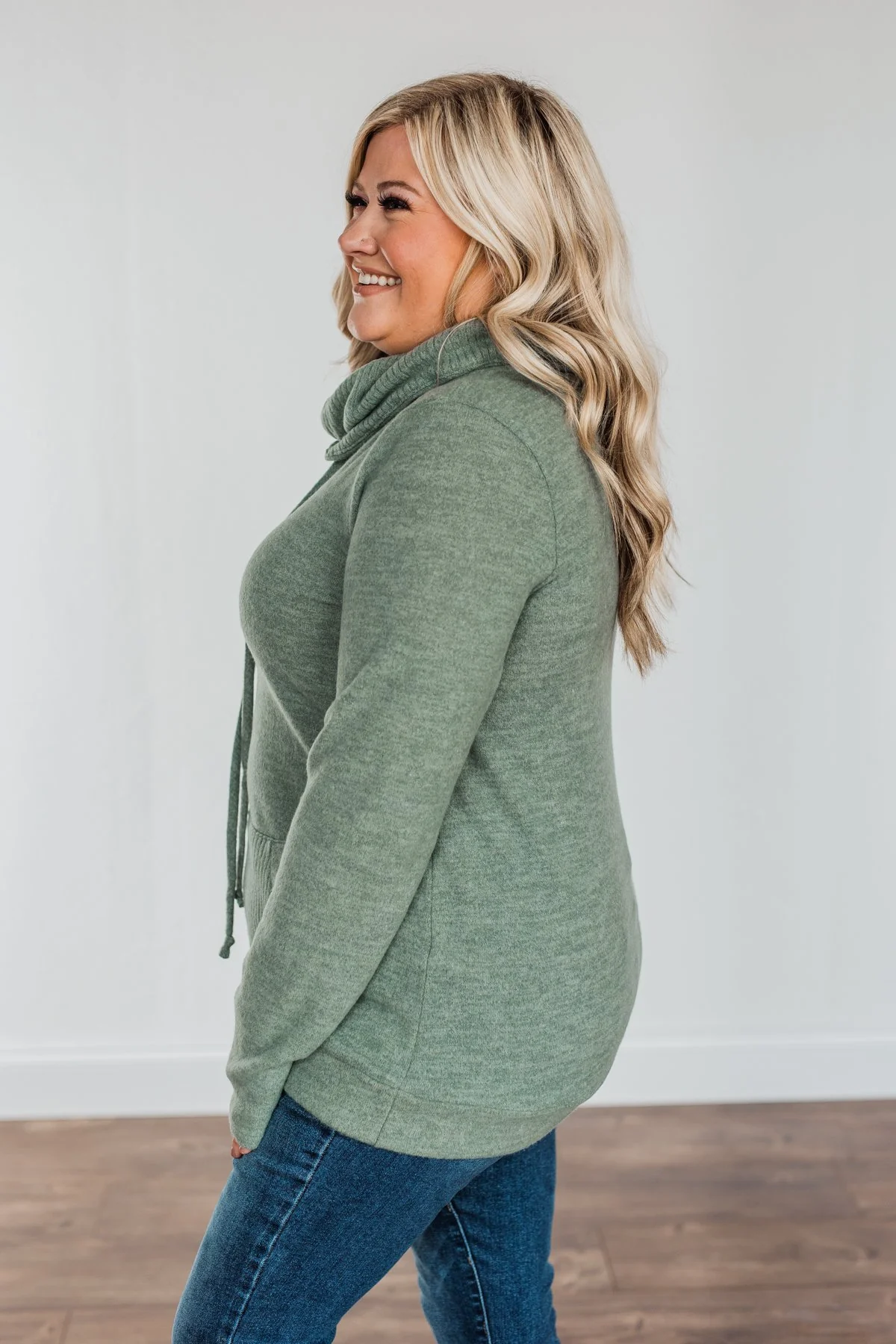 Searching For You Cowl Neck Top- Sage - Image 6